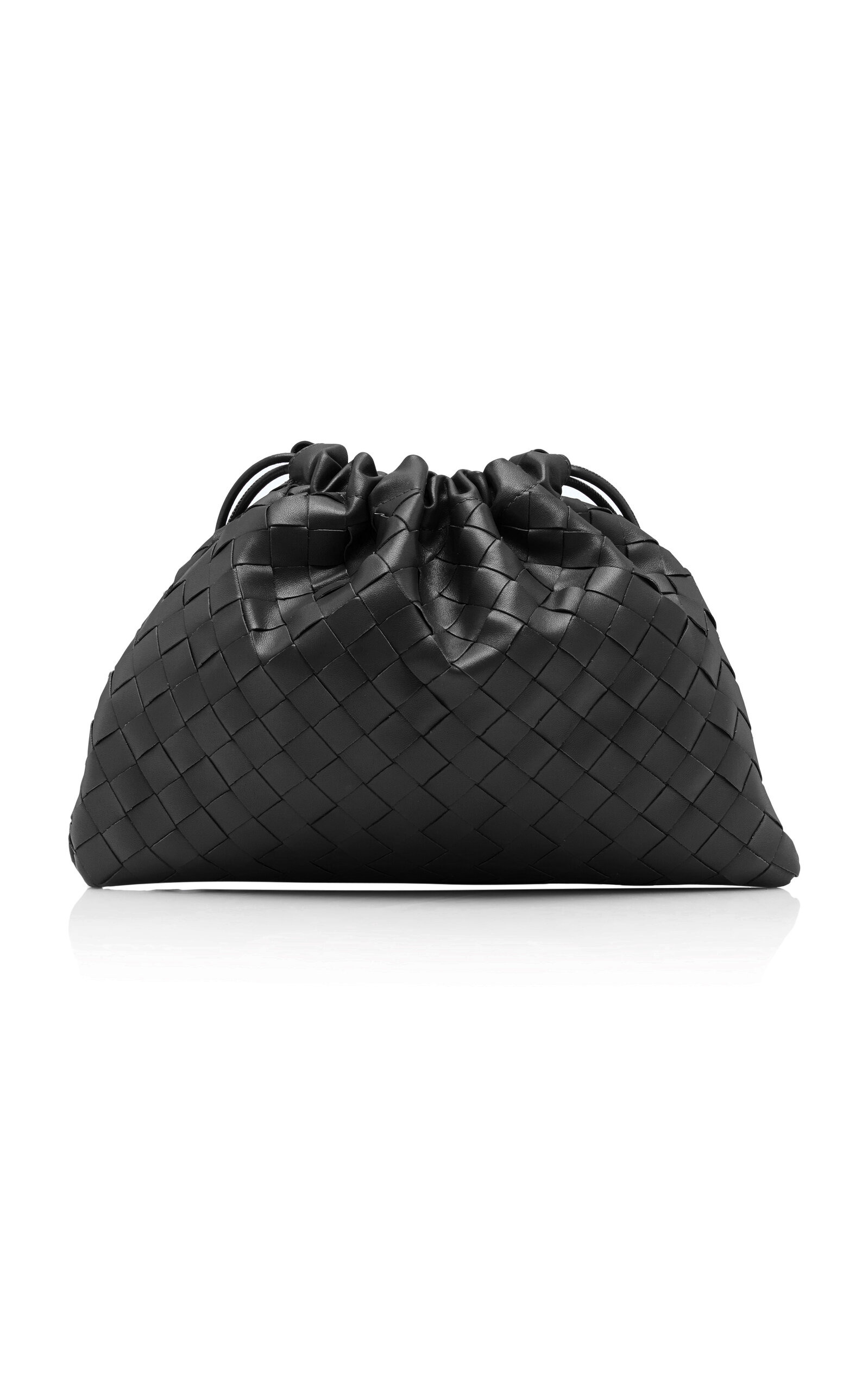 Medium Drawstring Intrecciato Leather Clutch black - 4