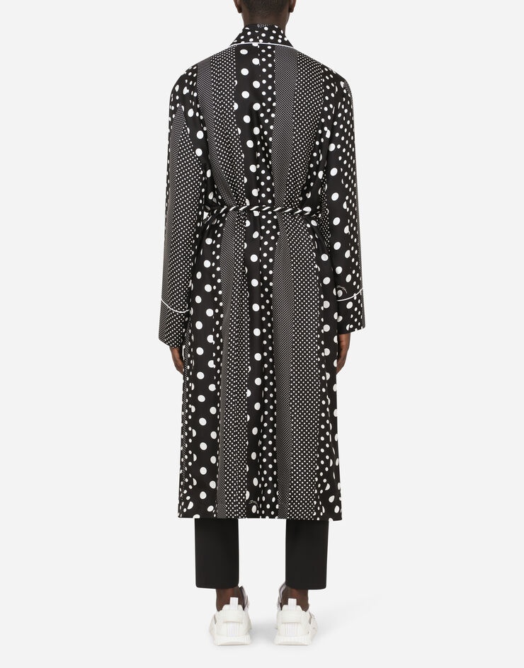 Silk robe with polka-dot print - 2