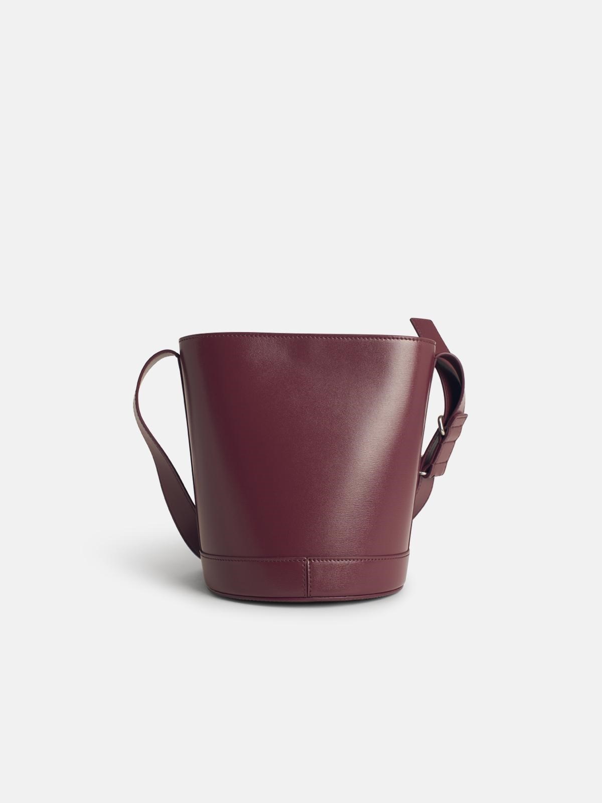 'CANNOLO' BURGUNDY LEATHER BUCKET BAG - 3