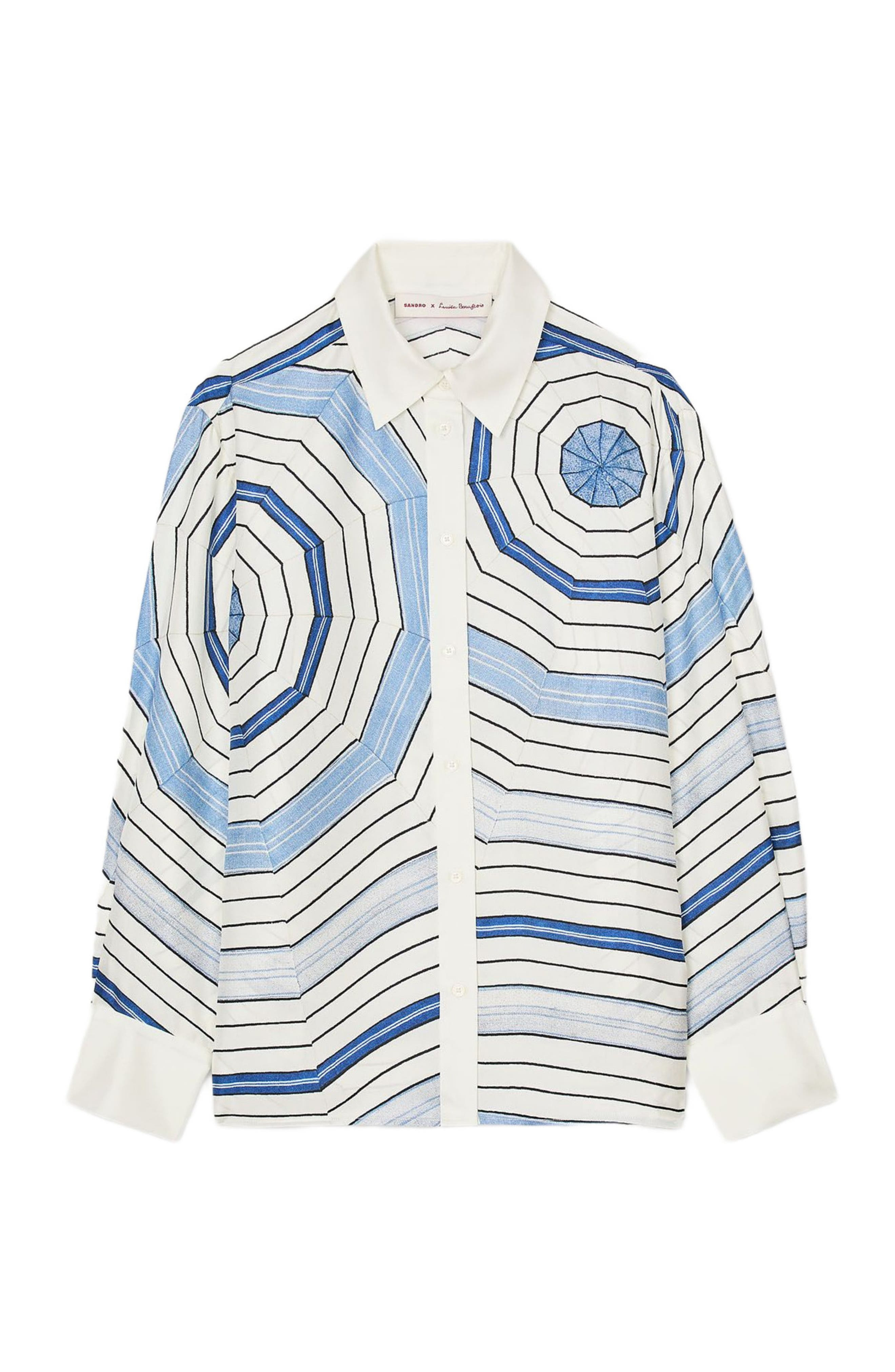 SANDRO Spiral-motif long sleeve shirt in Sky Blue at Nordstrom - 5