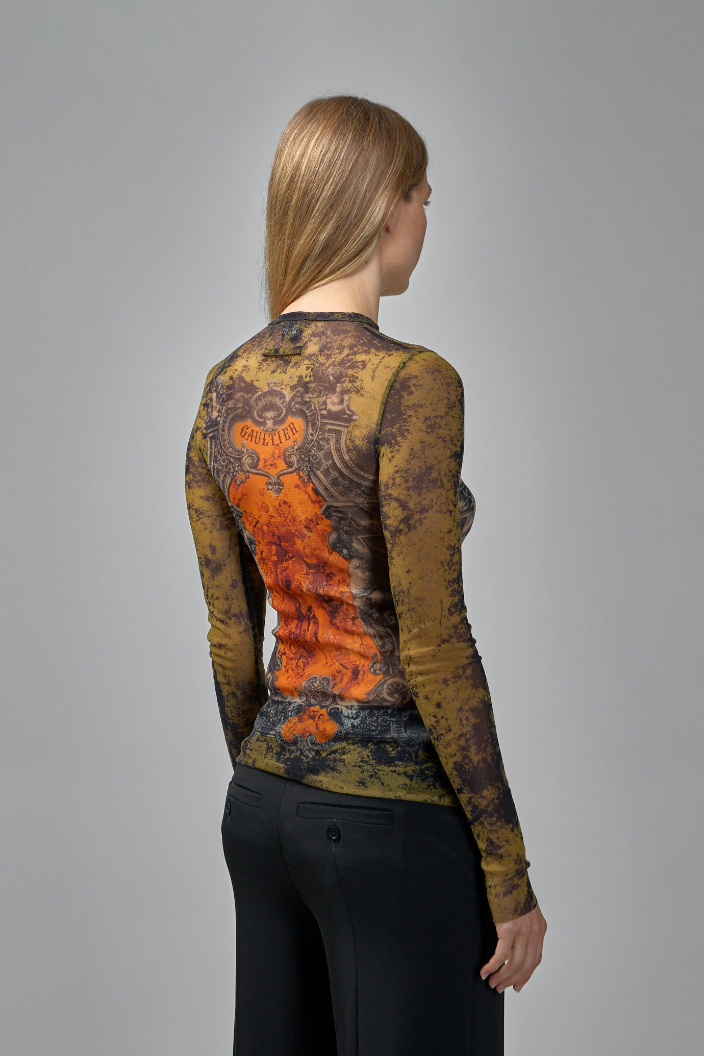 Mesh Long Sleeves Top Printed Médaillon - 3