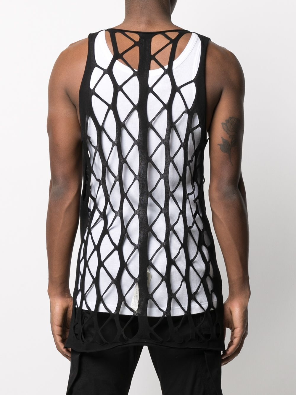 cut-out net cotton tank top - 4