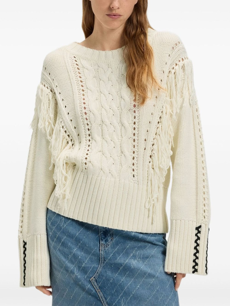 cable-knit fringe sweater 1