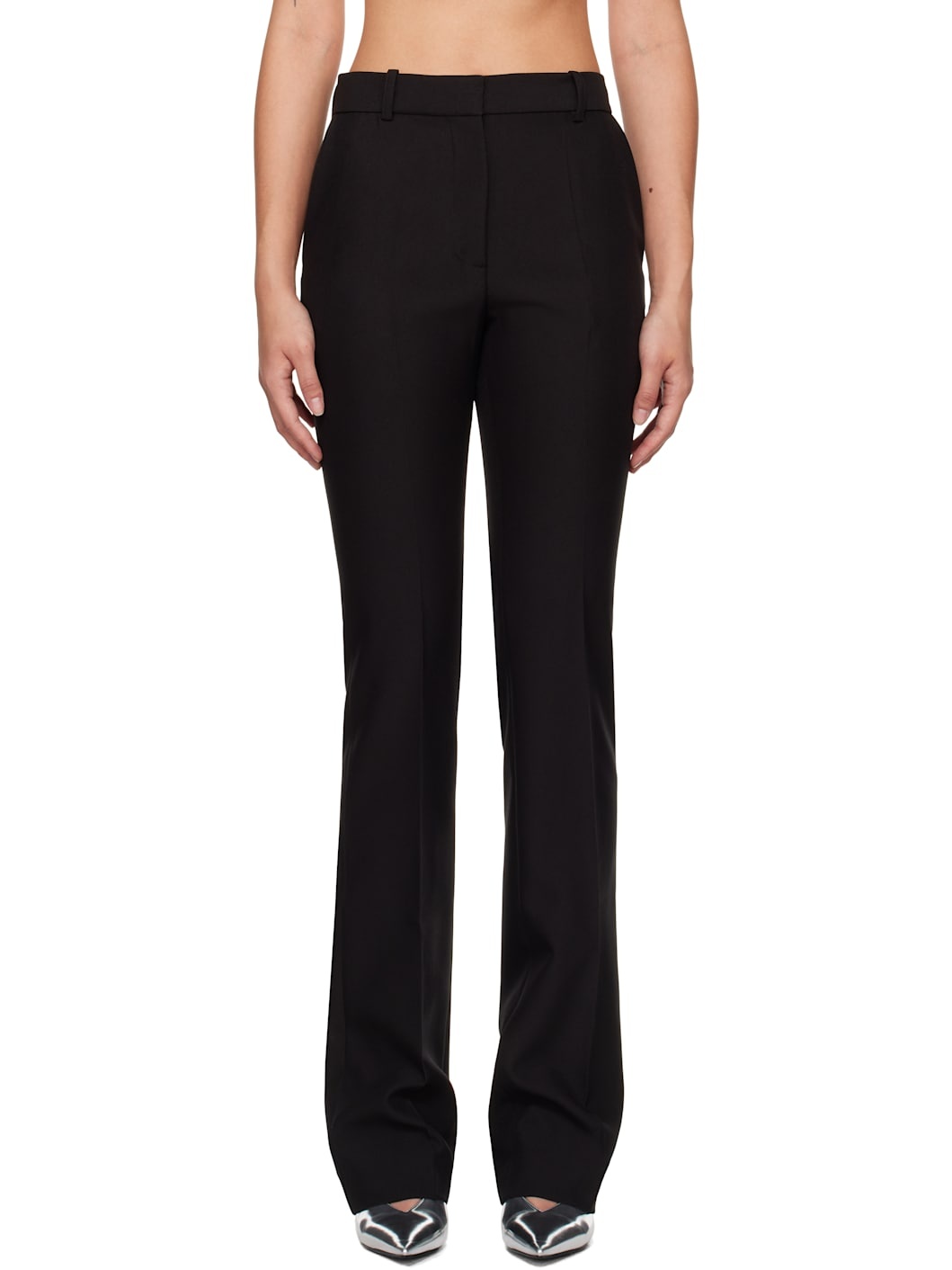 Black Straight Tailored Trousers - 1