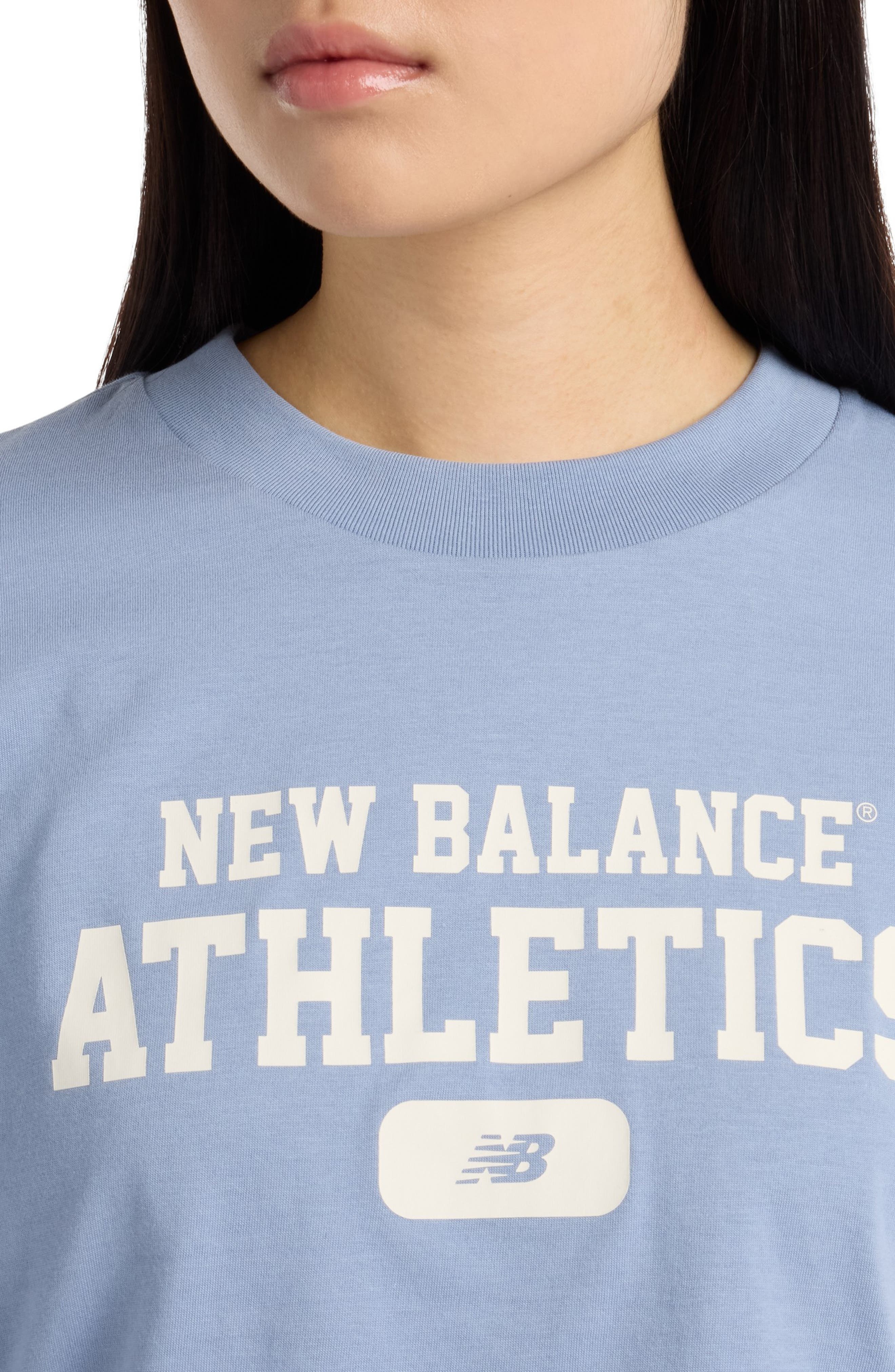 New Balance Heritage Relaxed Crop Logo Graphic T-Shirt in Dusk Shower at Nordstrom - 5