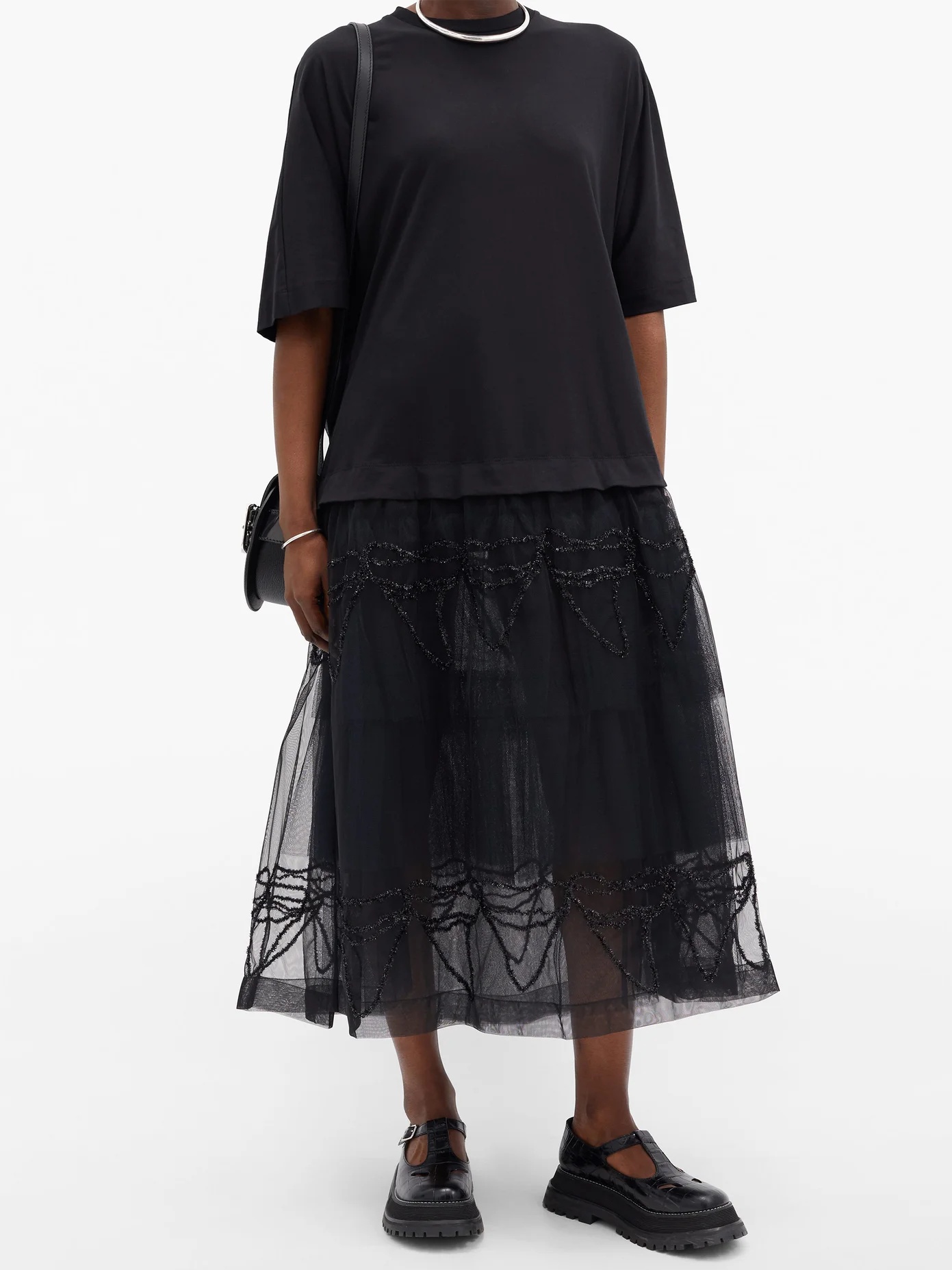 Tulle-skirt T-shirt dress - 2