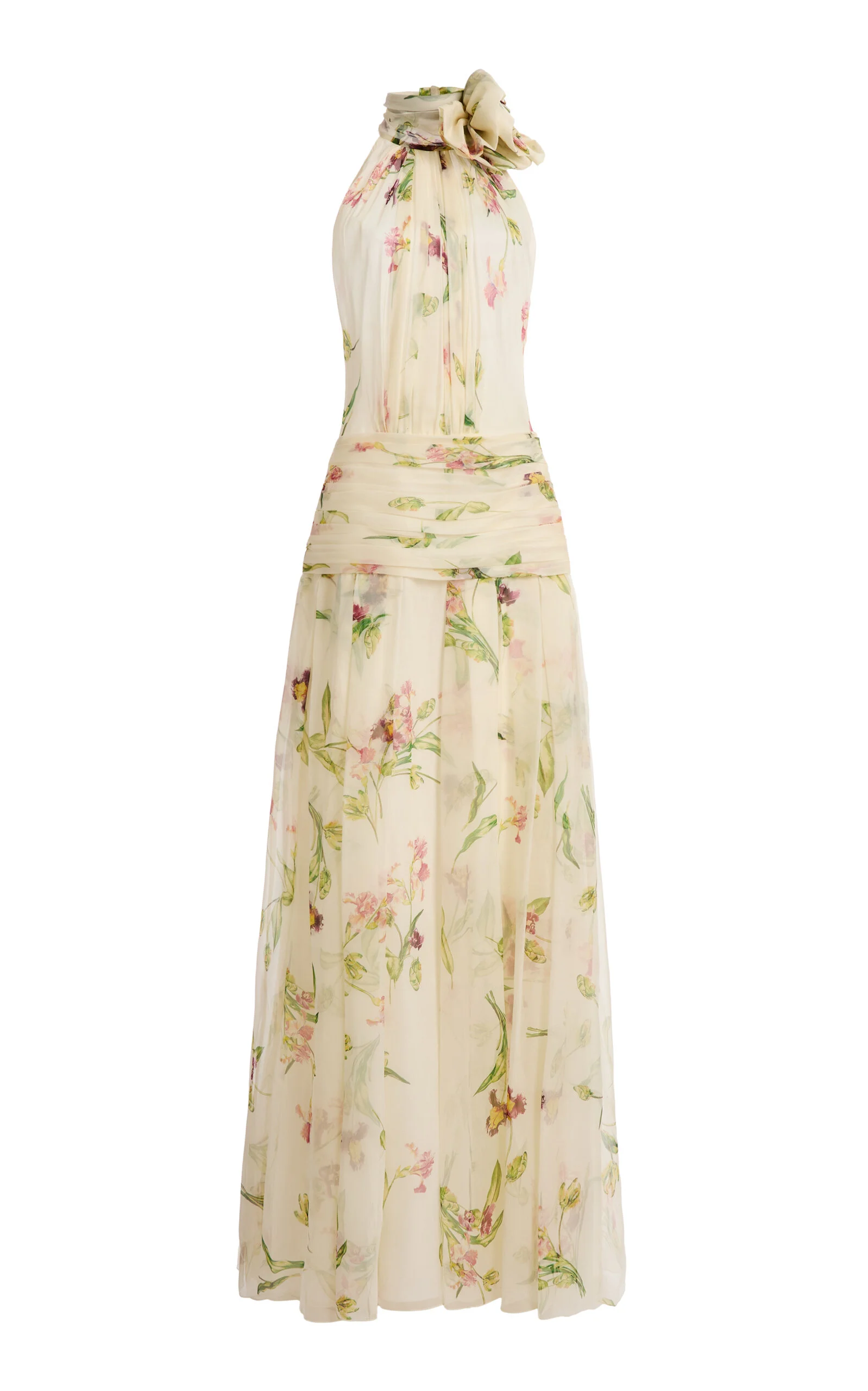 Organza Silk Draped Long Dress print - 1