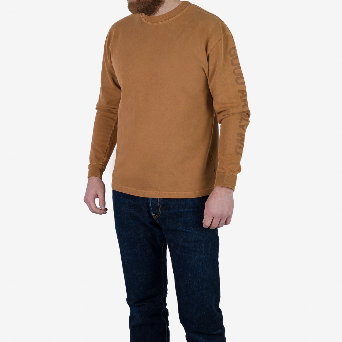 GA-LS-BRN GOOD ART HLYWD Heavyweight Long Sleeve Crew Neck T-Shirt - Golden Brown - 2