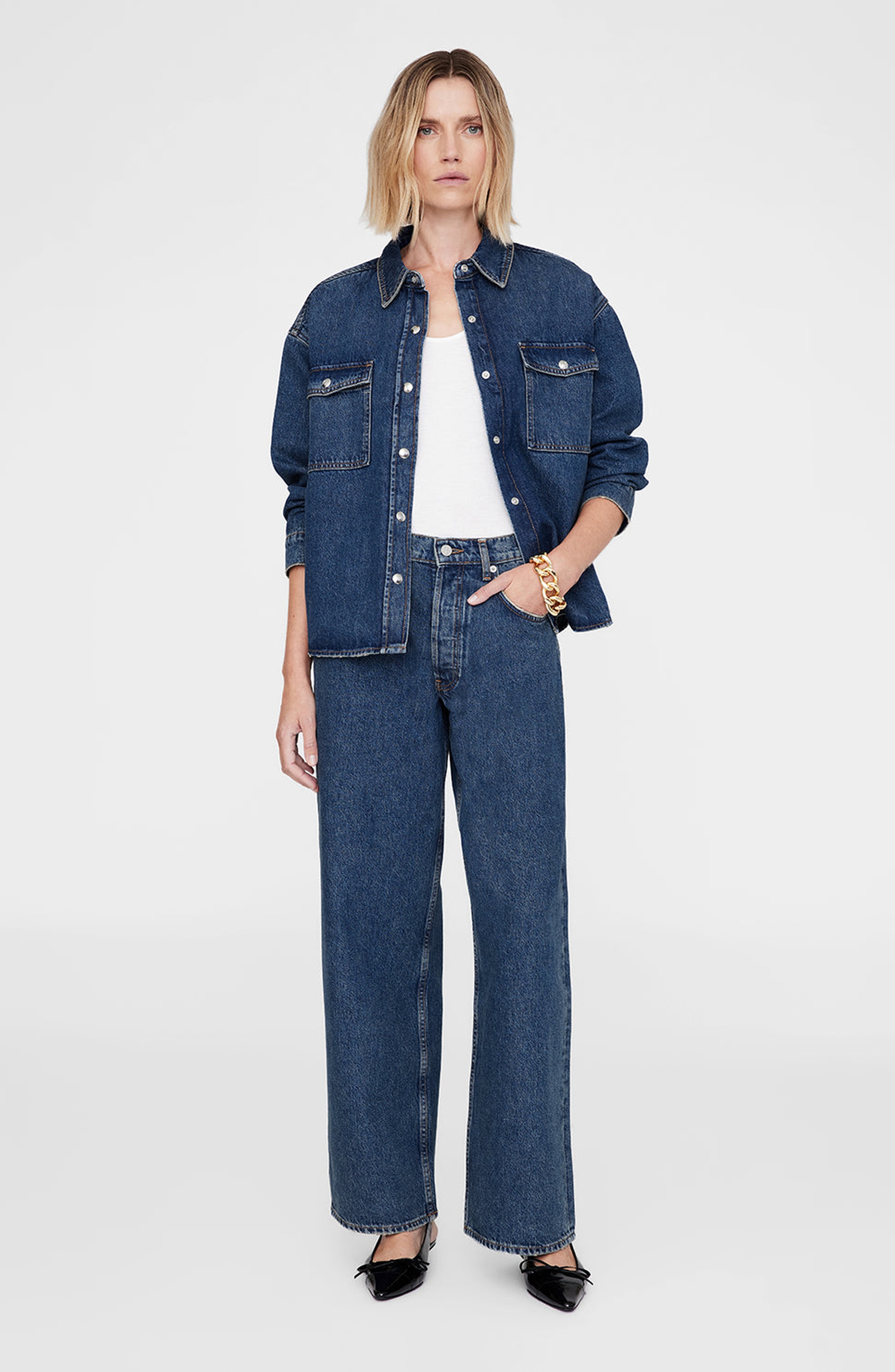 ANINE BING Manon Jean in Sea Blue at Nordstrom - 7