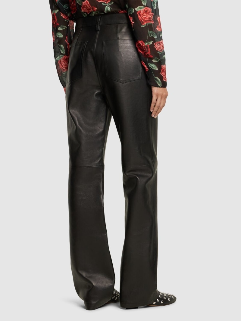 Leather high rise straight pants - 3