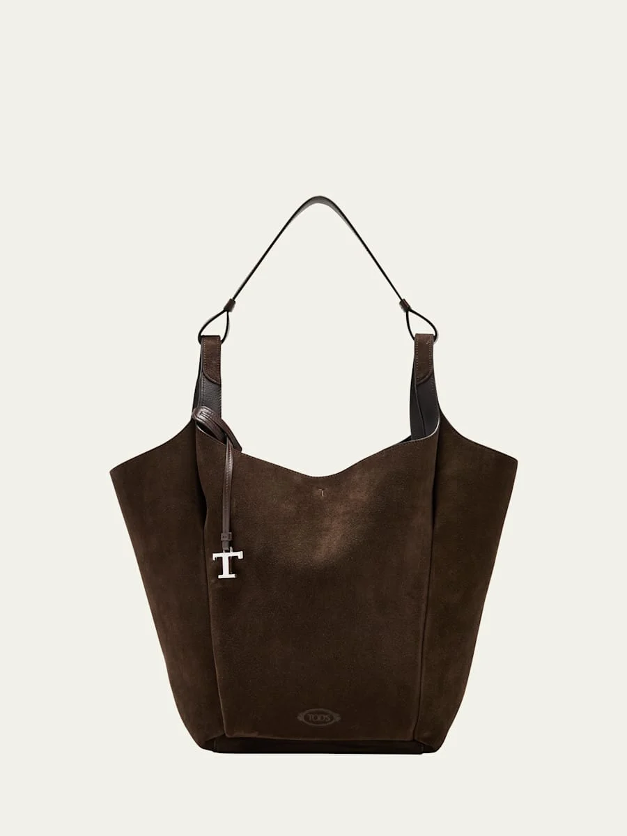 Suede & Leather Shoulder Bag - 1