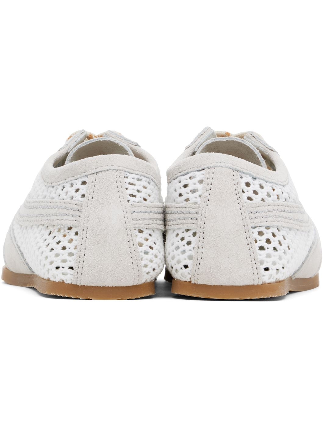 White & Taupe Suede Sneakers - 2