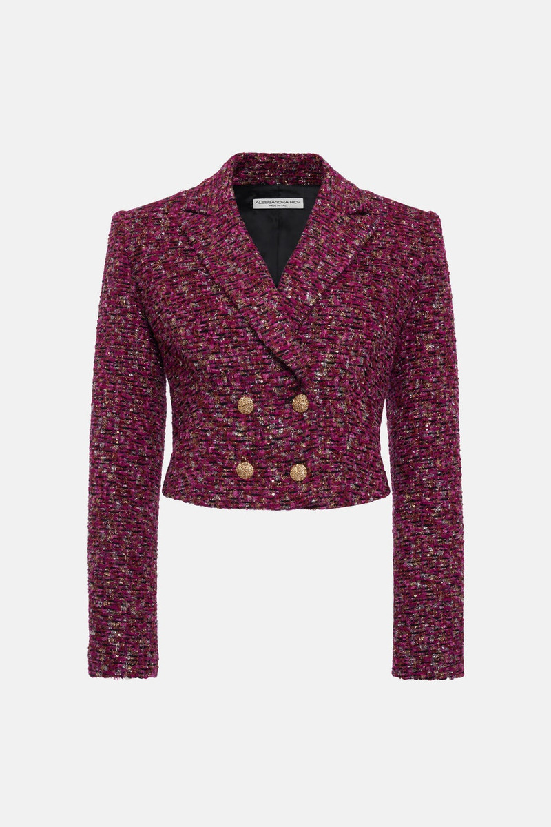 SEQUIN TWEED DOUBLE BREASTED JACKET - 1