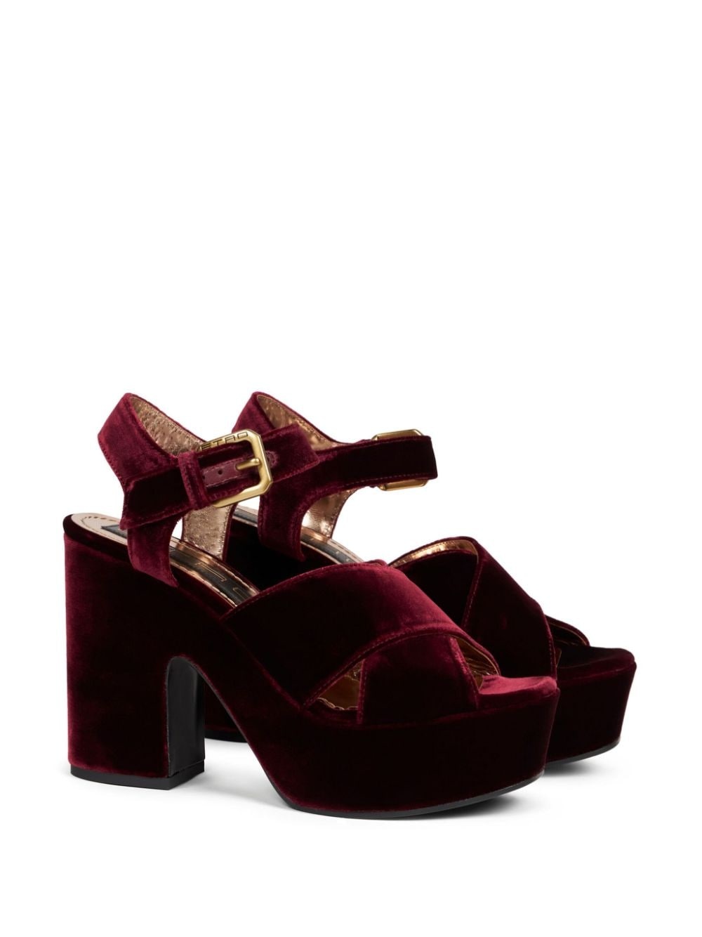 100mm velvet platform sandals - 2