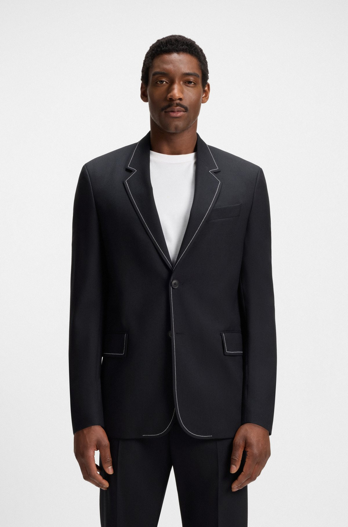 RELAXED-FIT JACKET IN WOOL WITH CONTRAST STITCHING - 2