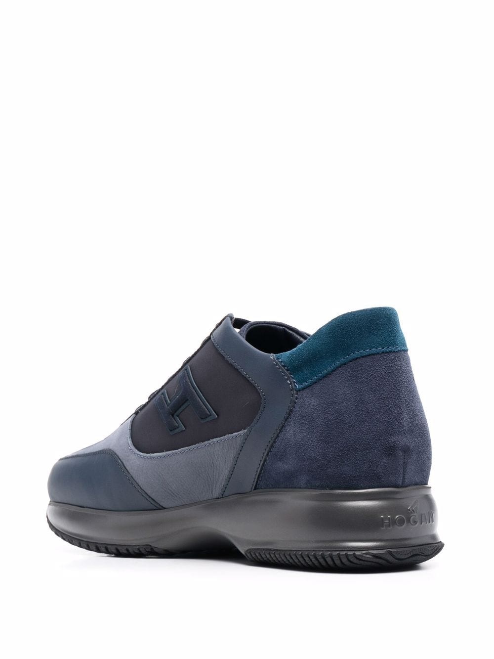 panelled suede-leather trainers - 7