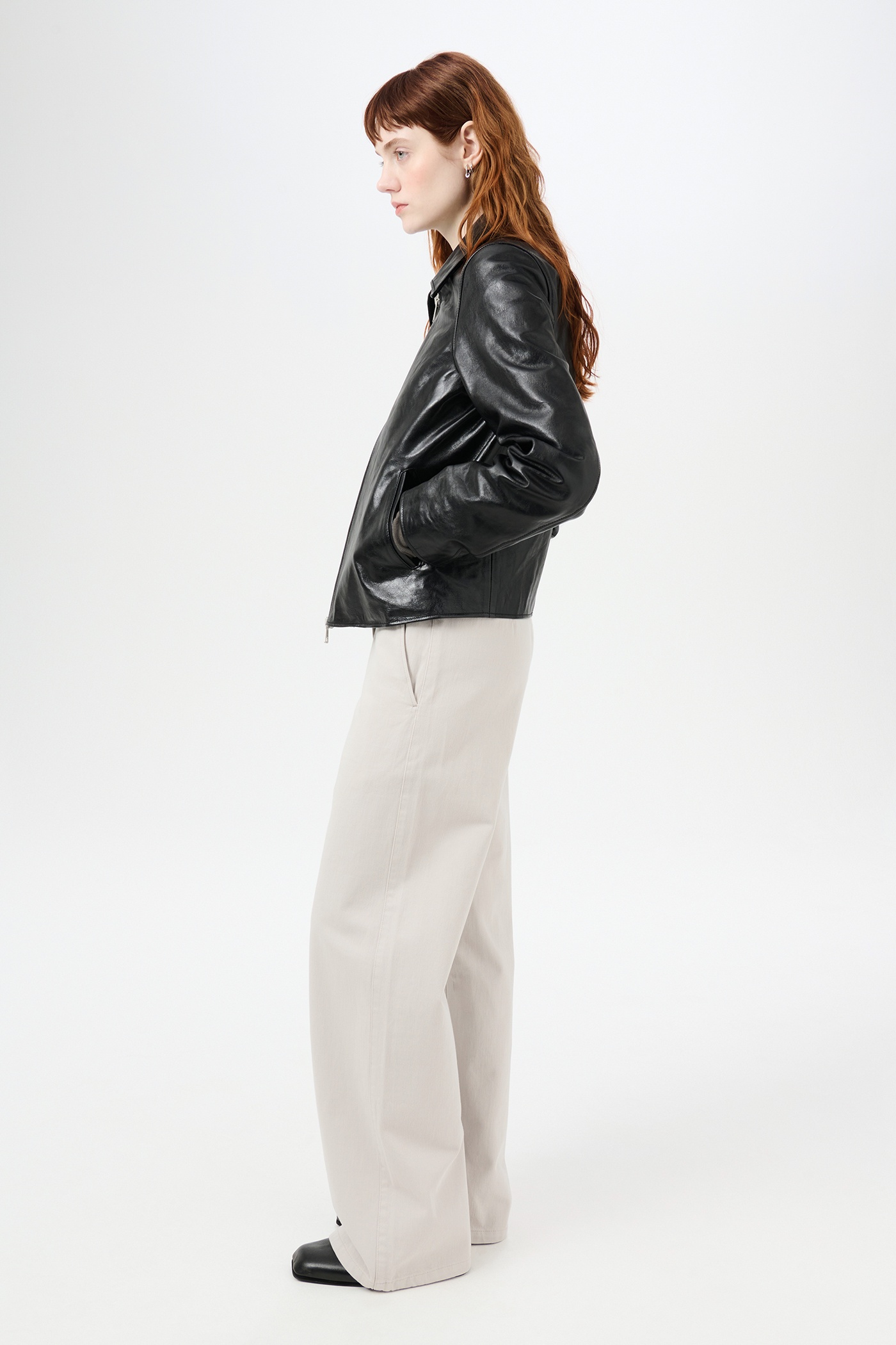 Mini Jacket Top Dyed Black Leather - 5