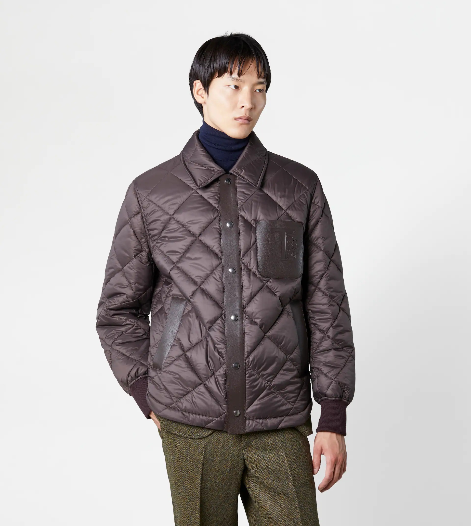 QUILTED OVERHIRT JACKET - BROWN - 6