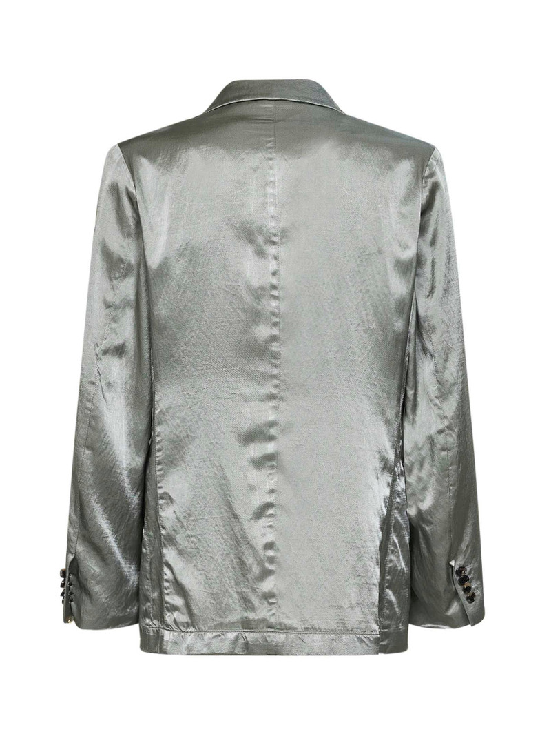 Dries Van Noten Mint green viscose and cotton double-breasted blazer outlook