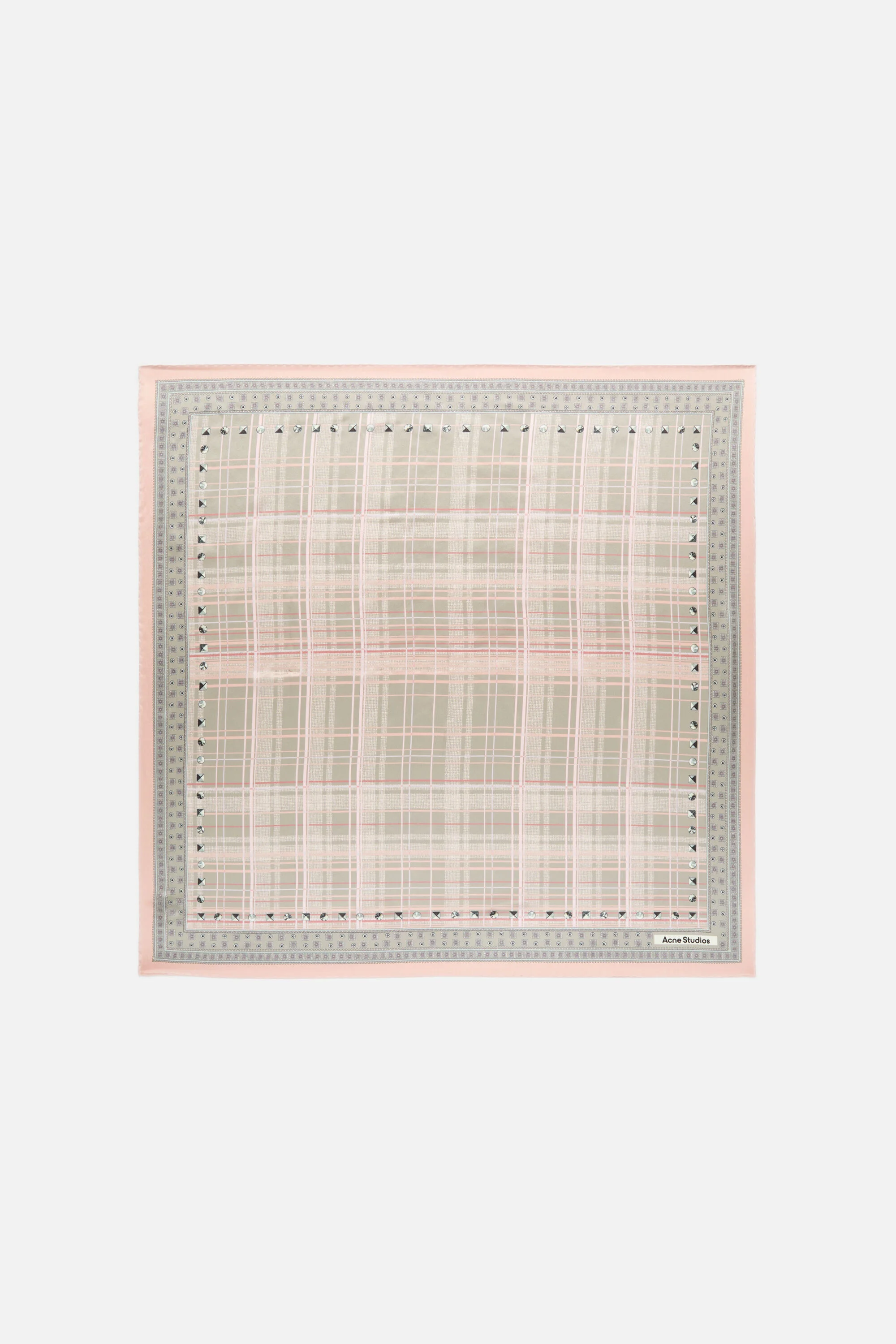 Checkered silk scarf - Pink/taupe - 1