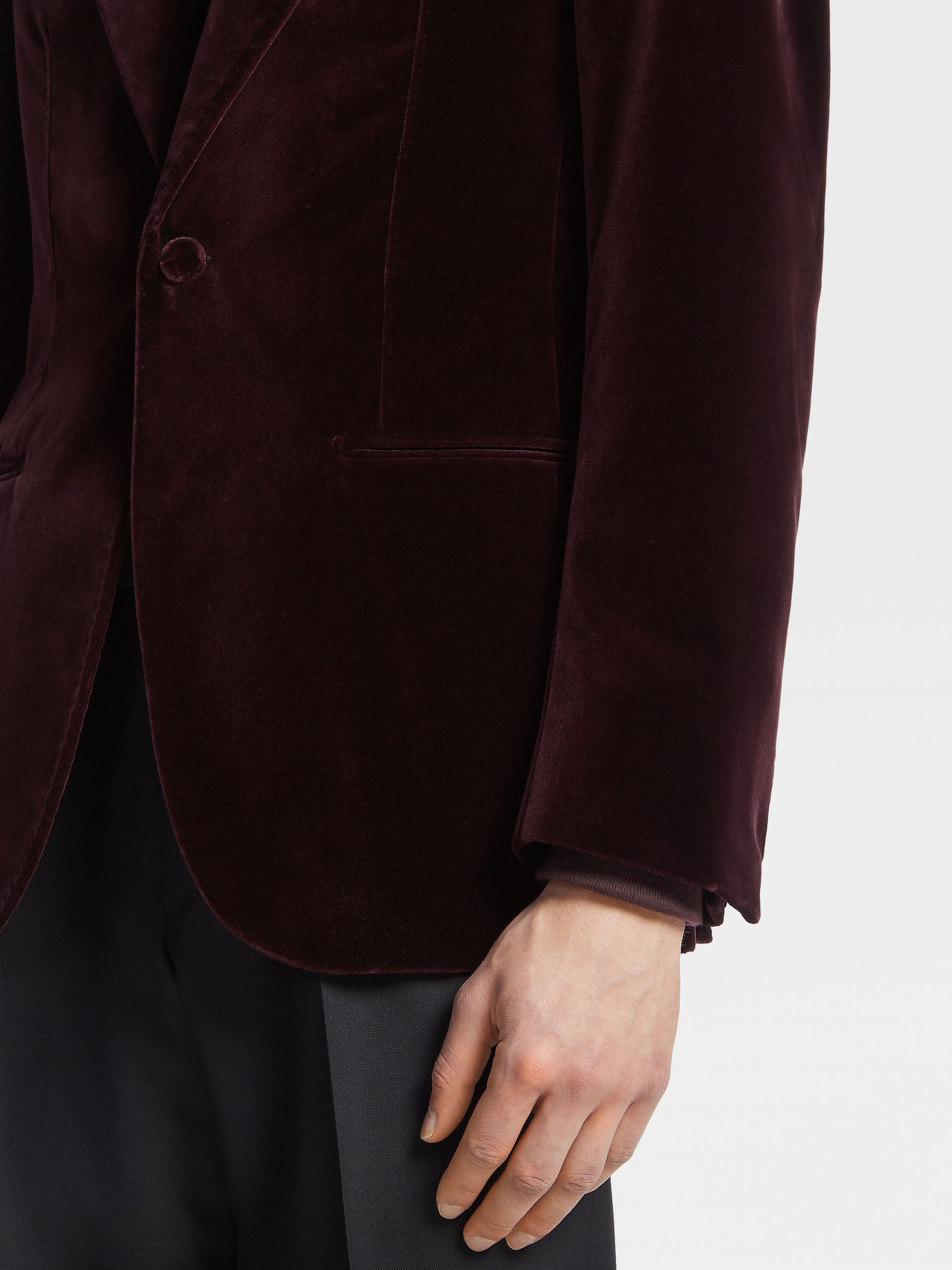 DARK BURGUNDY COTTON EVENING JACKET - 3