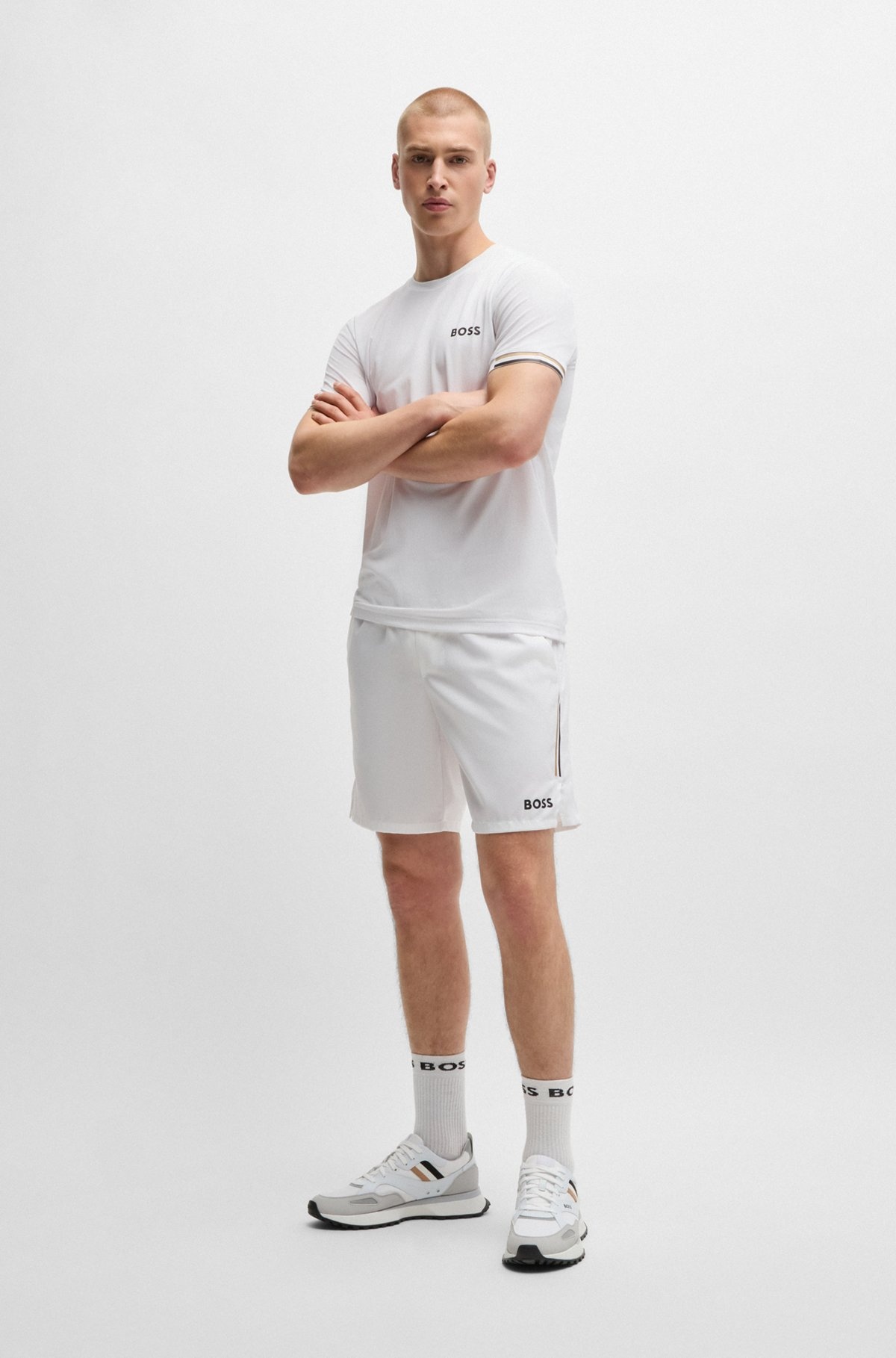 BOSS X MATTEO BERRETTINI WATER-REPELLENT SHORTS WITH LOGO PRINT - 3