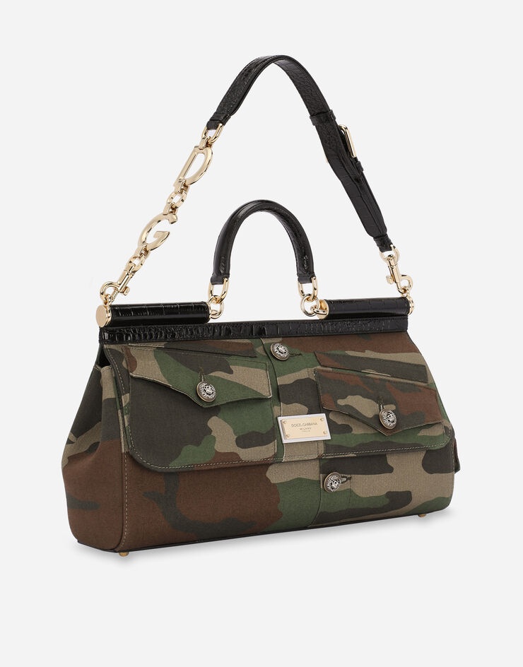 Camouflage patchwork Sicily bag with appliqués - 4