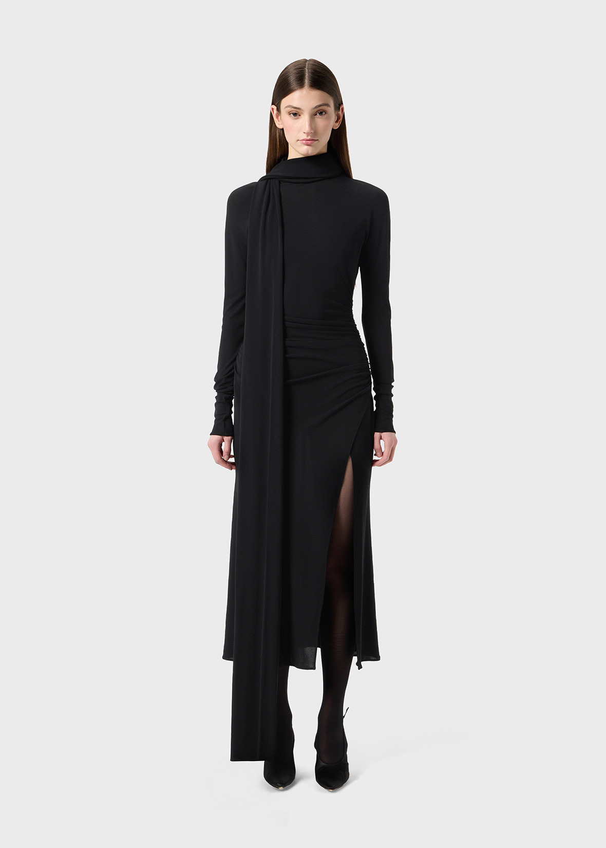 MIDI JERSEY DRESS WITH SCARF - 3