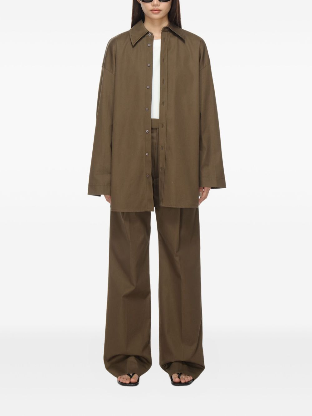 pleated-front cotton trousers - 2