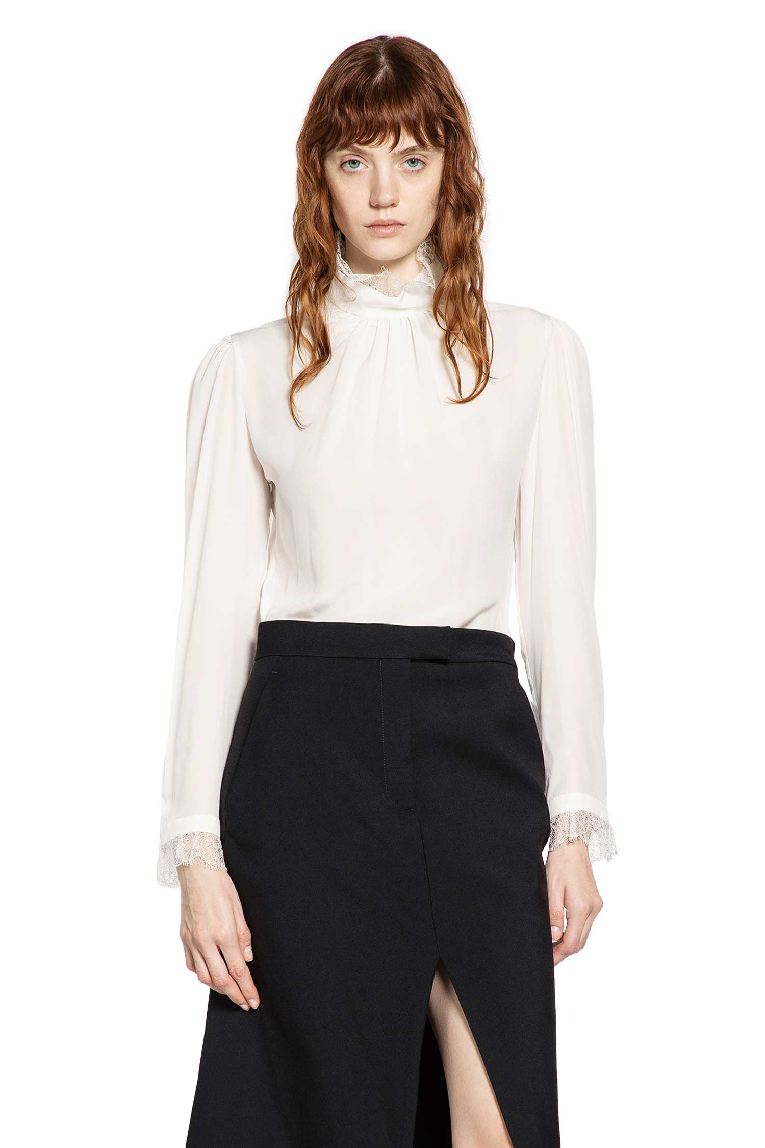 Crêpe De Chine And Lace Turtleneck Top - 7