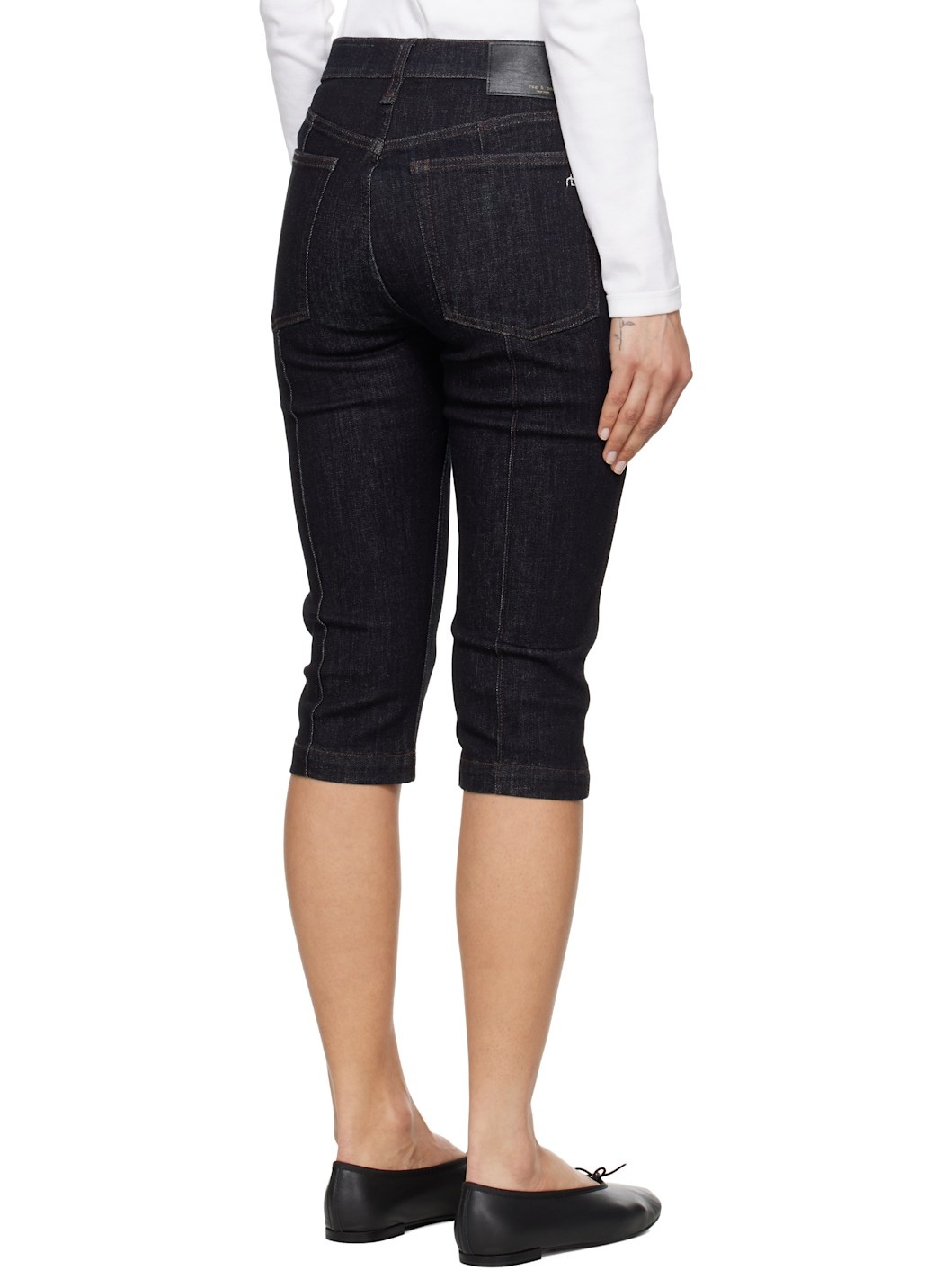 Navy Flexi Kit Mid Rise Denim Capris - 3