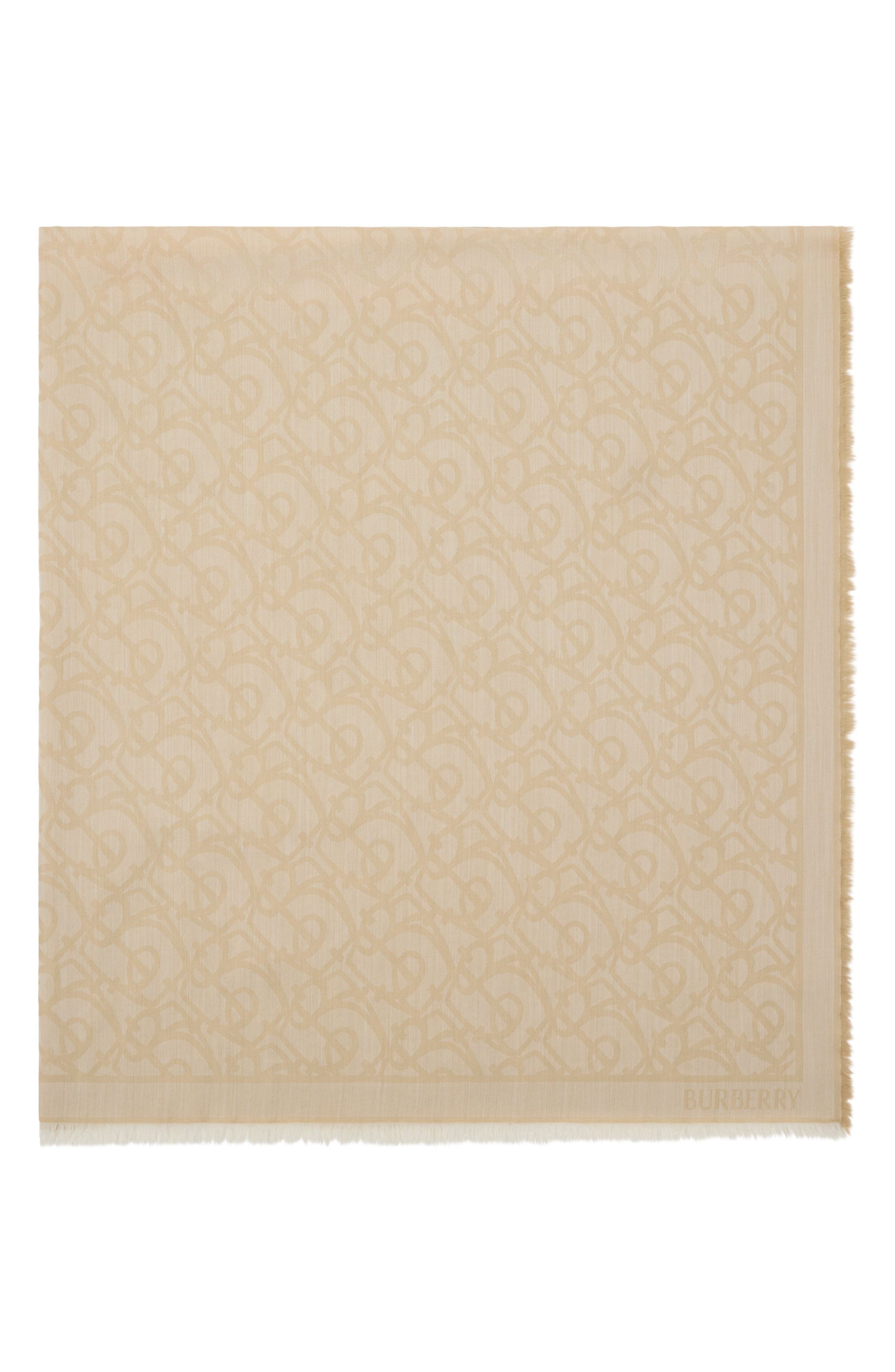 burberry B Charm Jacquard Wool Fringe Square in Sand at Nordstrom - 4