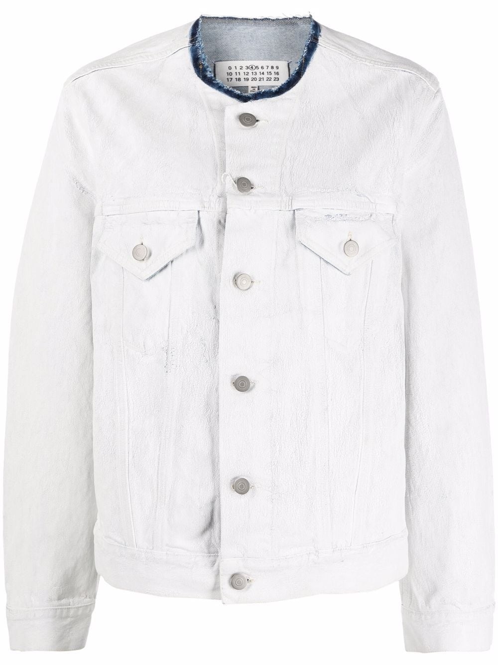 collarless denim jacket - 1