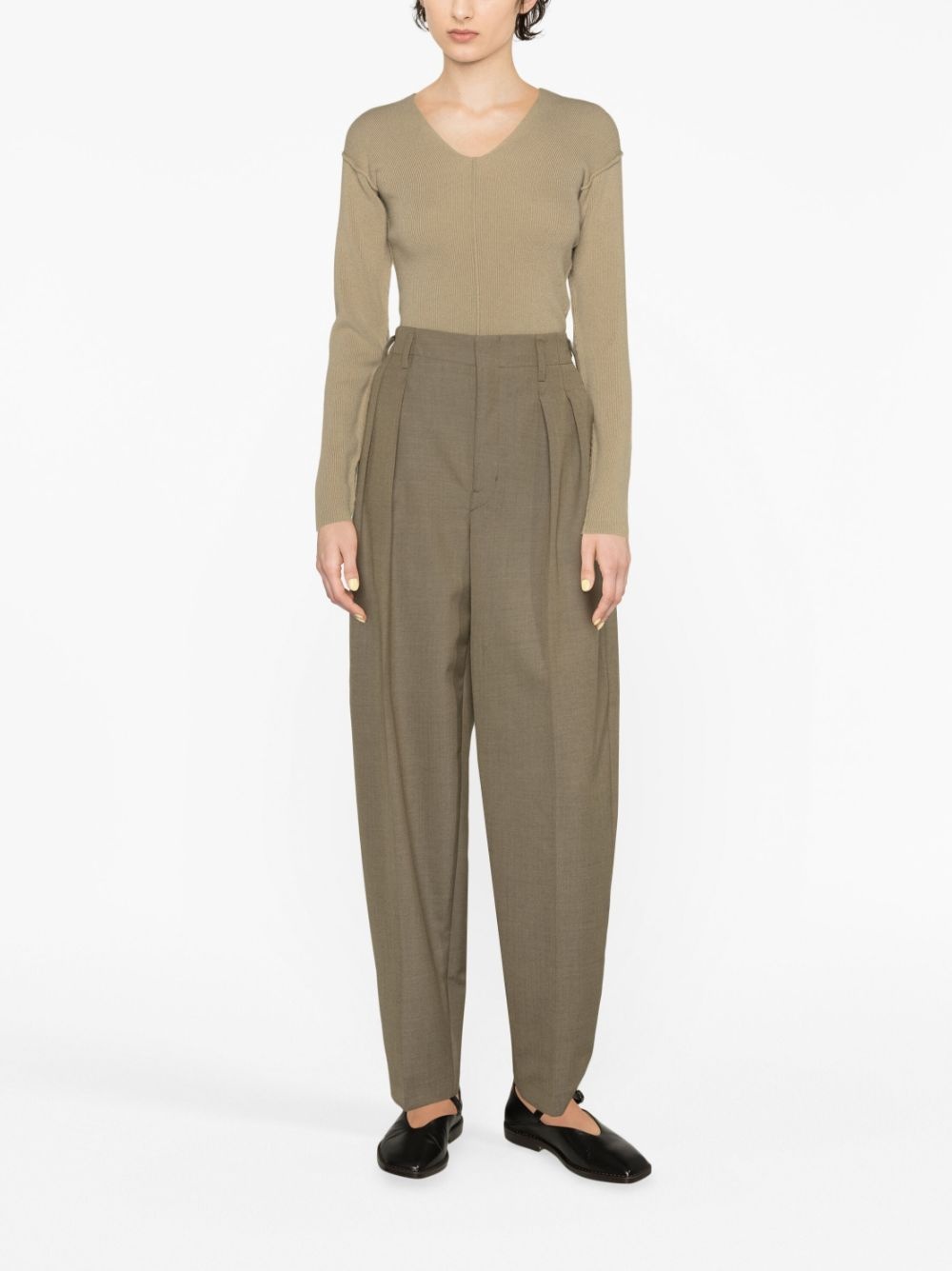 pleated wool-blend trousers - 4