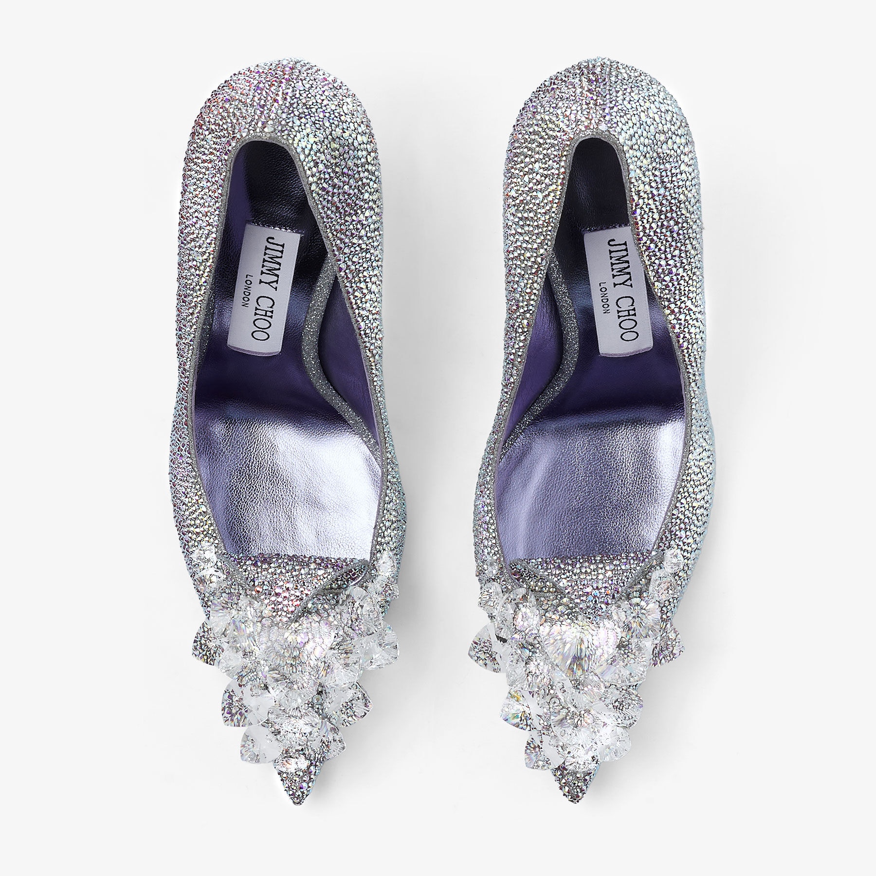 Crystal Slipper 110
Iridescent Crystal Pointed-Toe Pumps with Hearts - 5