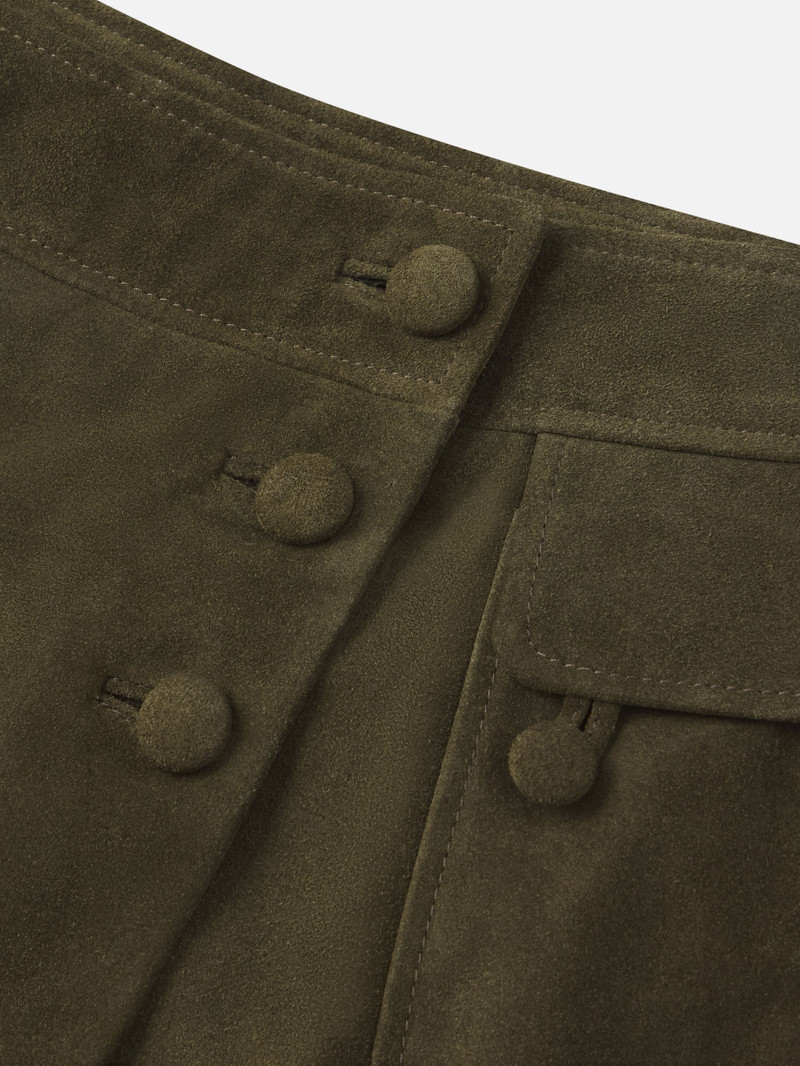 FRAME The Suede Cargo Mini Skirt in Cypress outlook