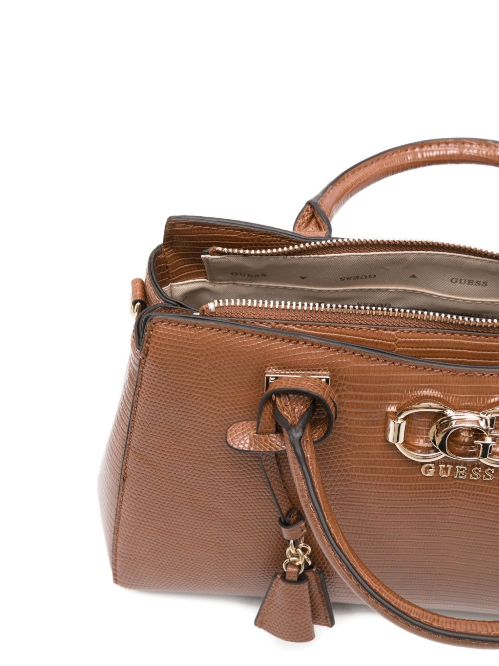 logo-plaque snakeskin-effect shoulder bag - 4