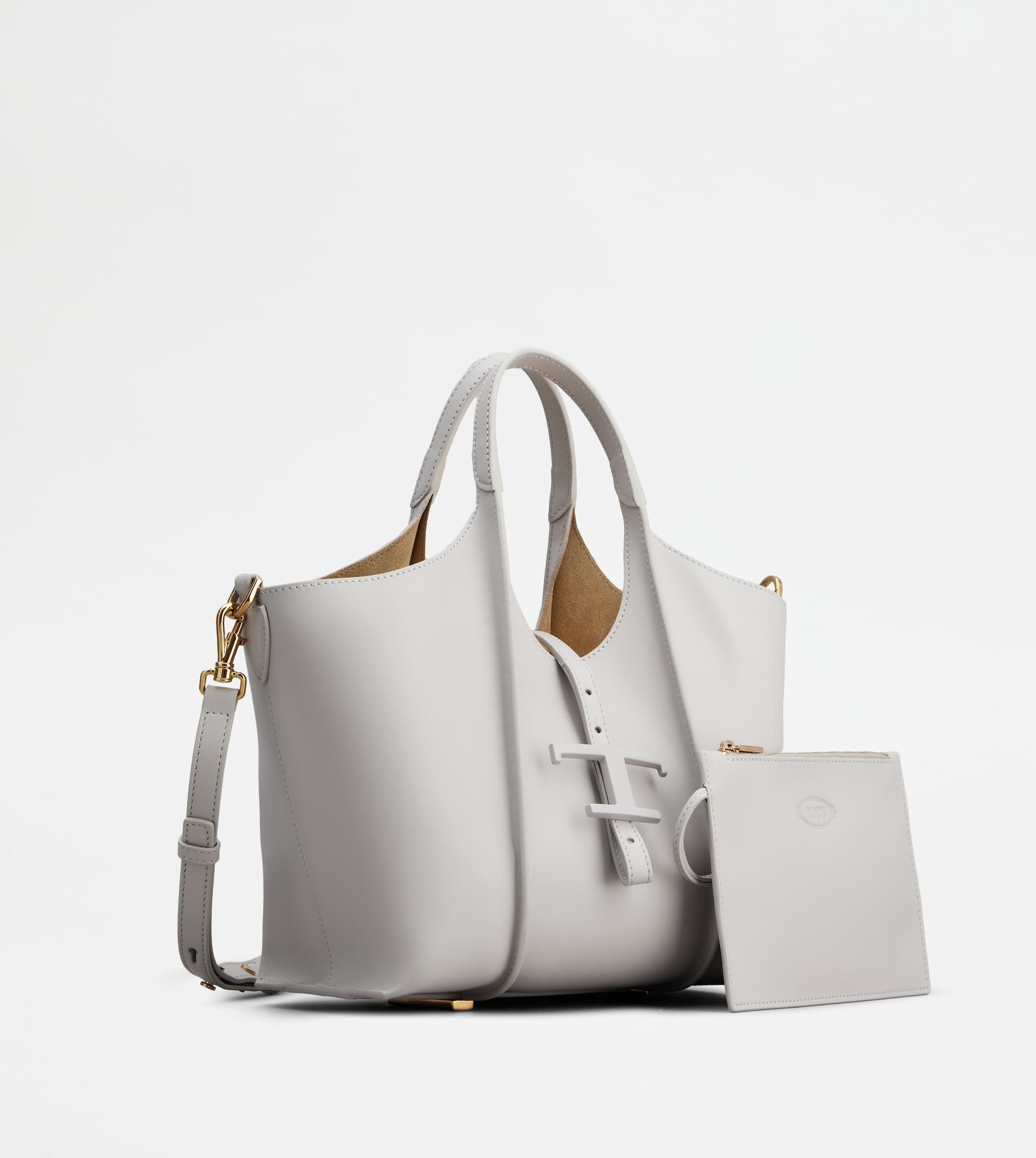 T TIMELESS SHOPPING BAG IN LEATHER MINI - GREY - 2