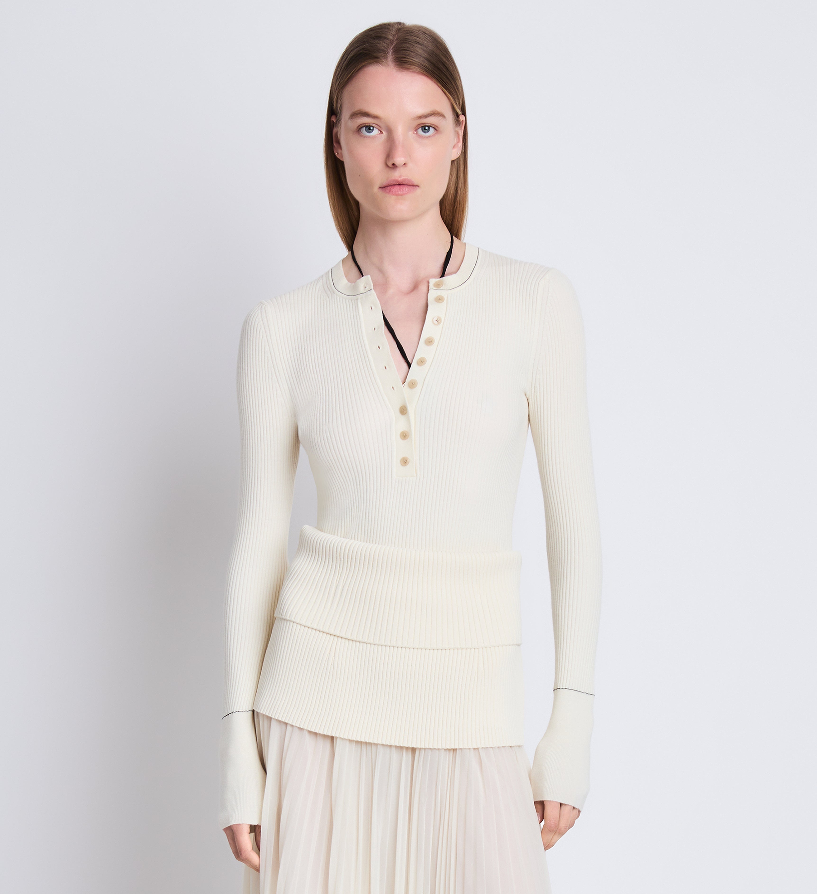 Agnes Henley Sweater in Superfine Wool Merino - 2