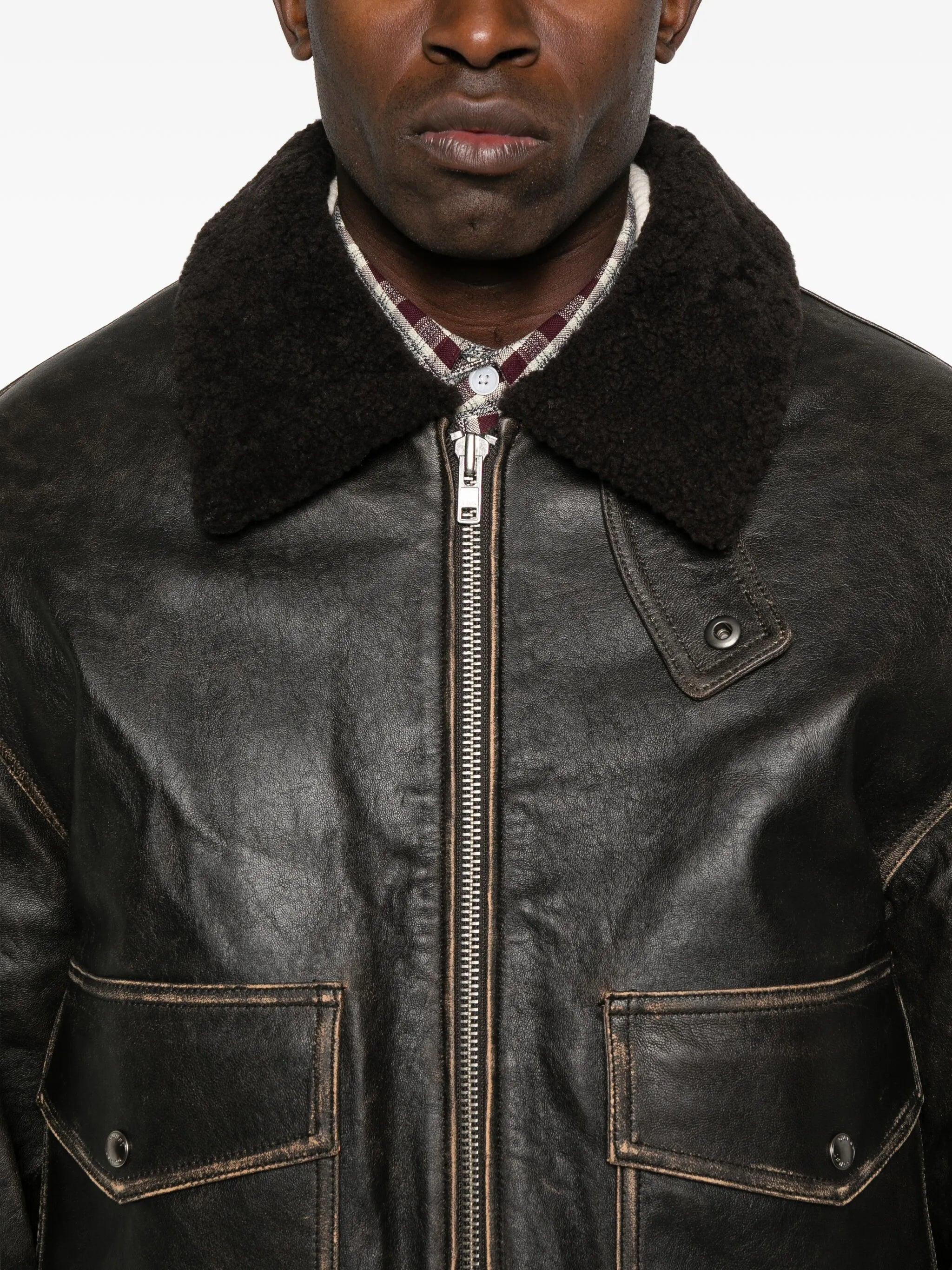 Dunst Lambskin Leather Flap-pocket Coat - 3