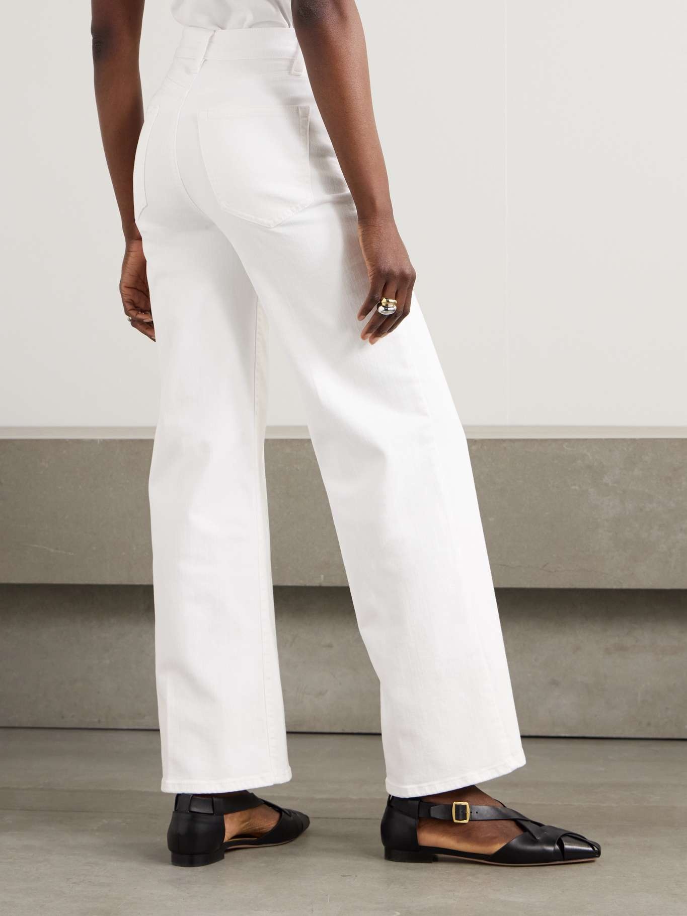 Le Slim Palazzo high-rise wide-leg jeans White - 4