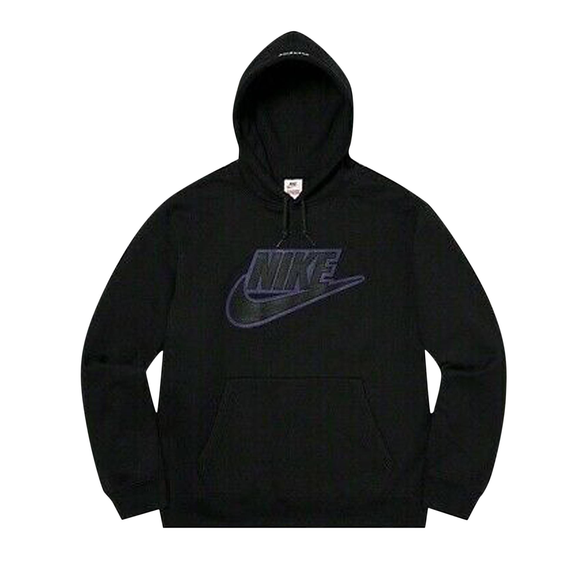 Supreme x Nike Leather Appliqué Hooded Sweatshirt 'Black' - 1