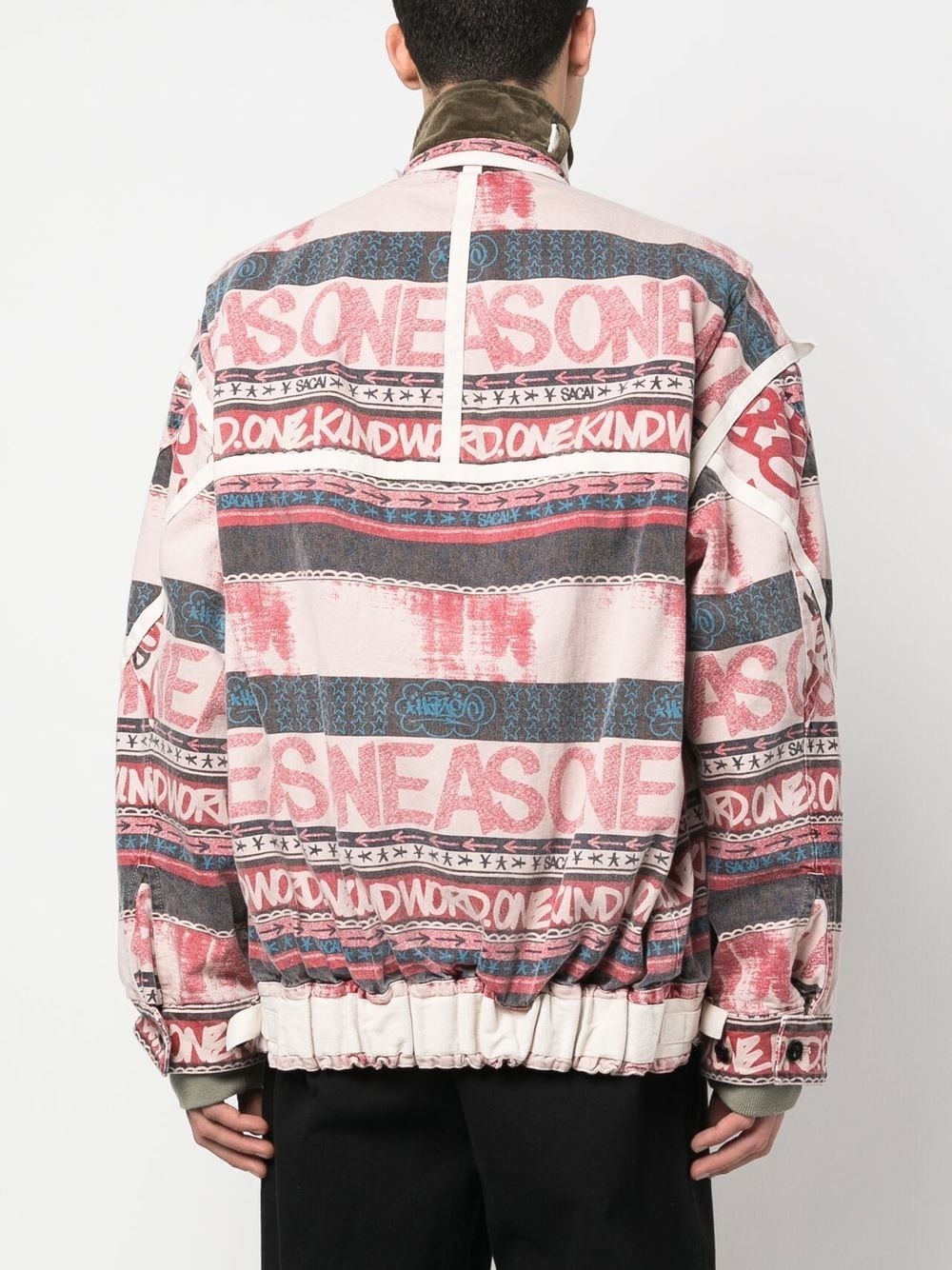 slogan-print washed bomber jacket - 4