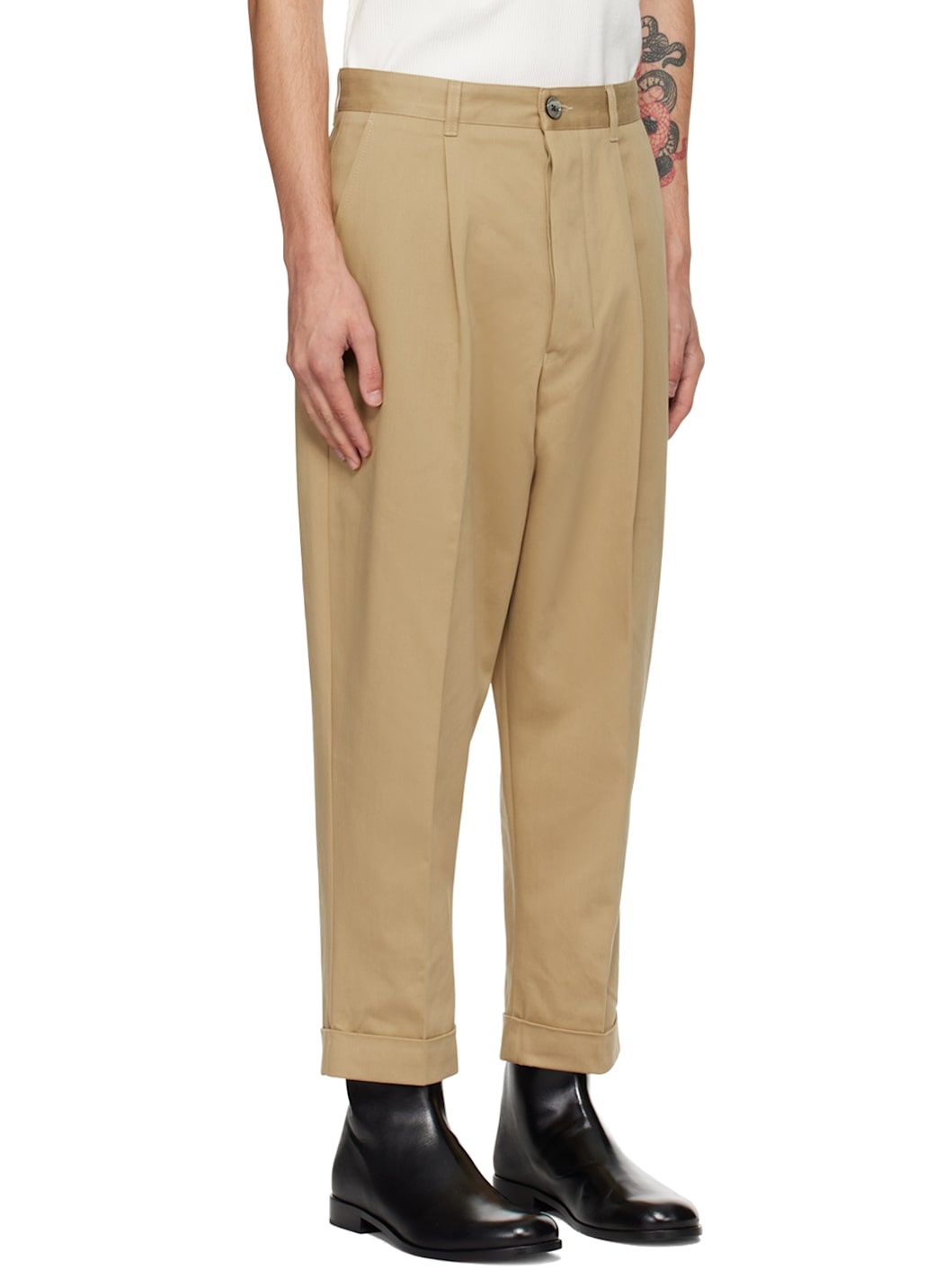Tan Carrot Oversized Trousers - 2