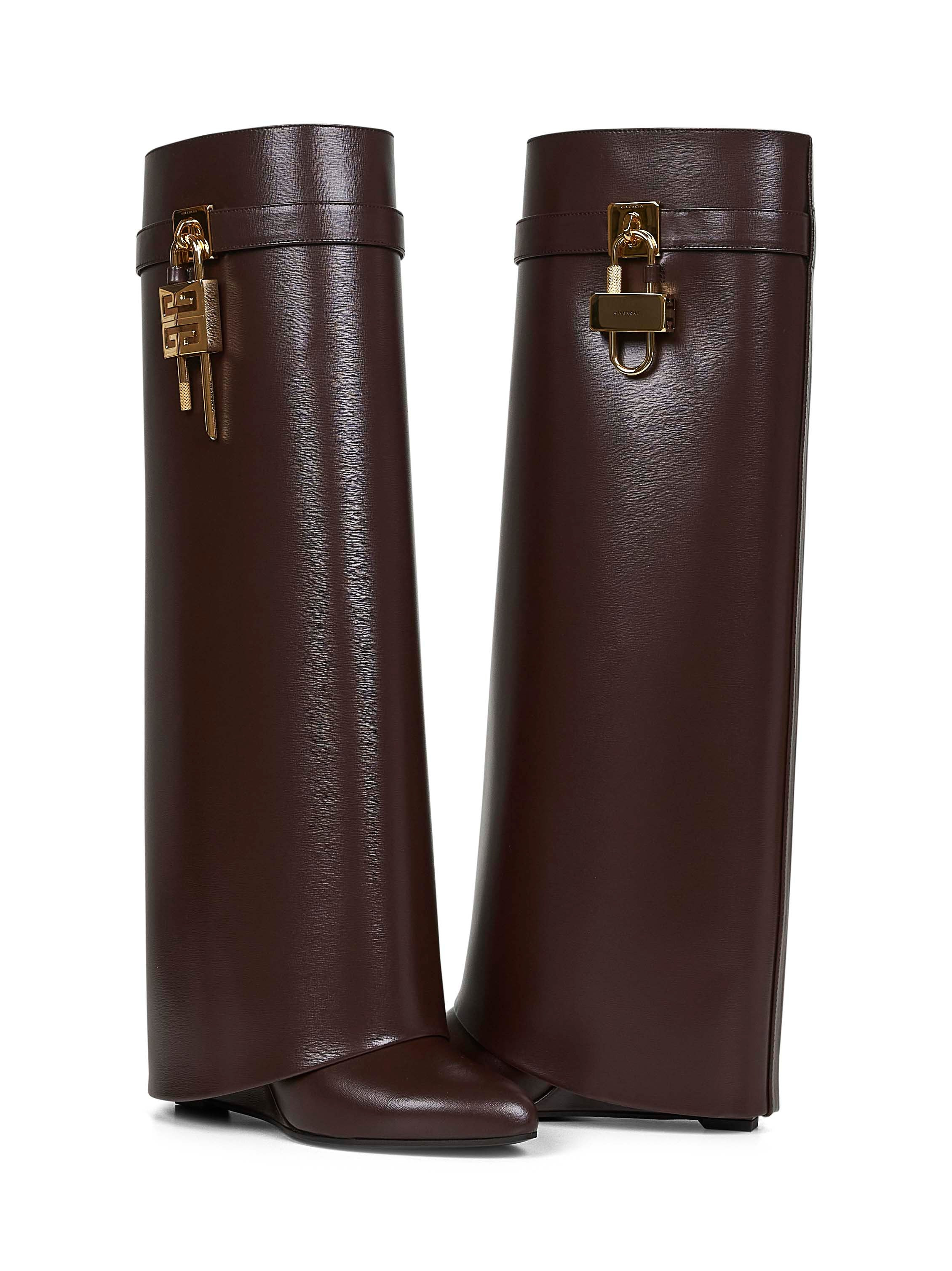 Givenchy Women Brown Leather Shark Lock Boots - 4