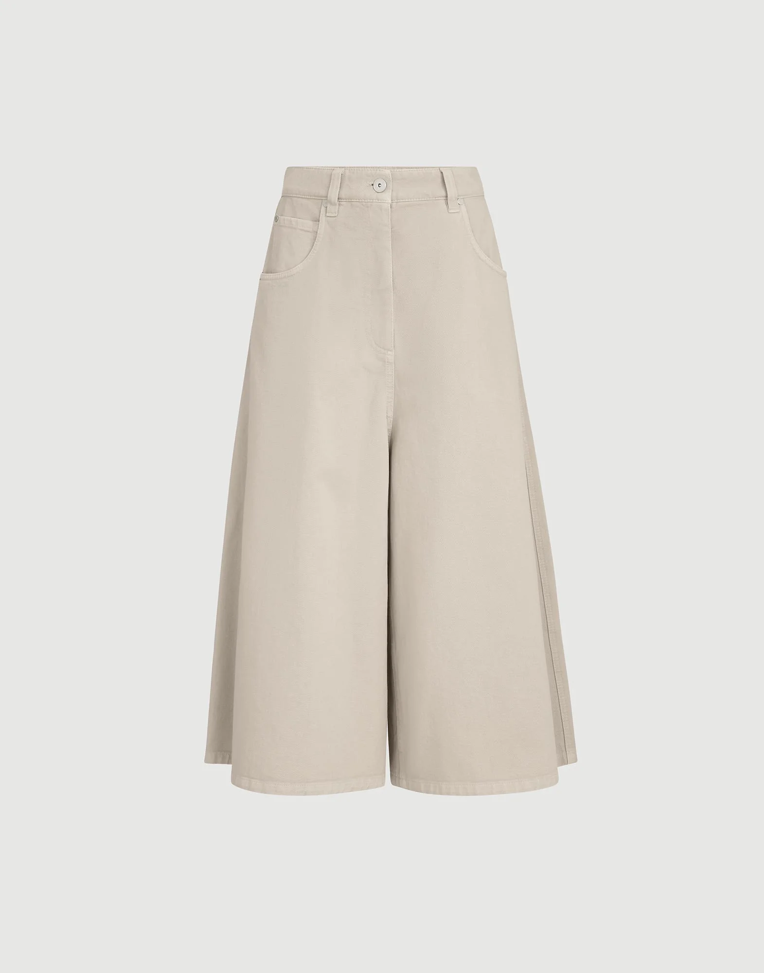 Dyed denim wide cropped trousers with monili - 1