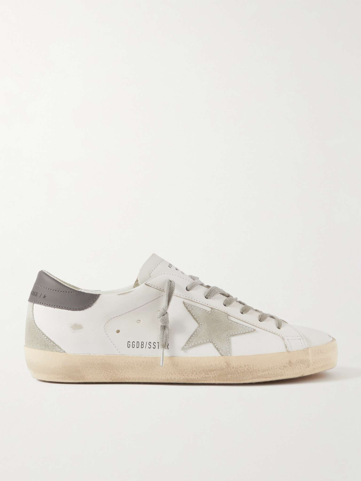 Super-Star Distressed Suede-Trimmed Leather Sneakers - 1