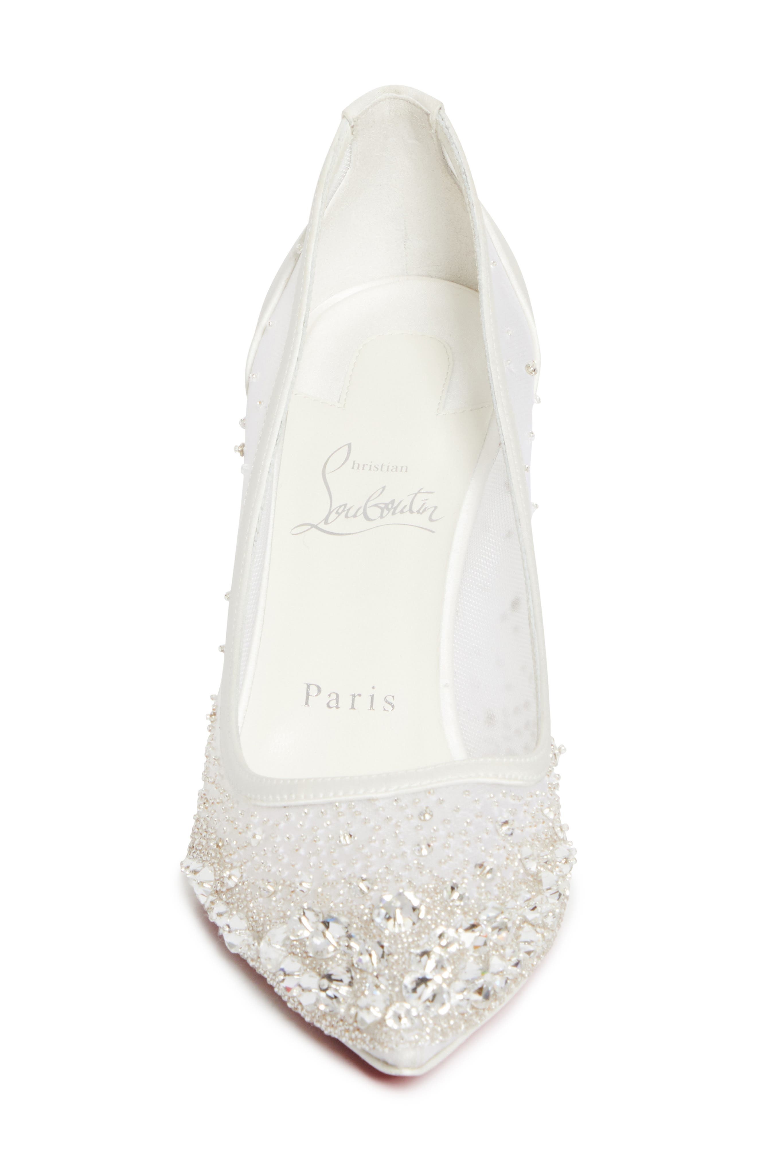 Christian Louboutin Miss Z Crystal Beaded Mesh Pump in Version Ivory at Nordstrom - 5