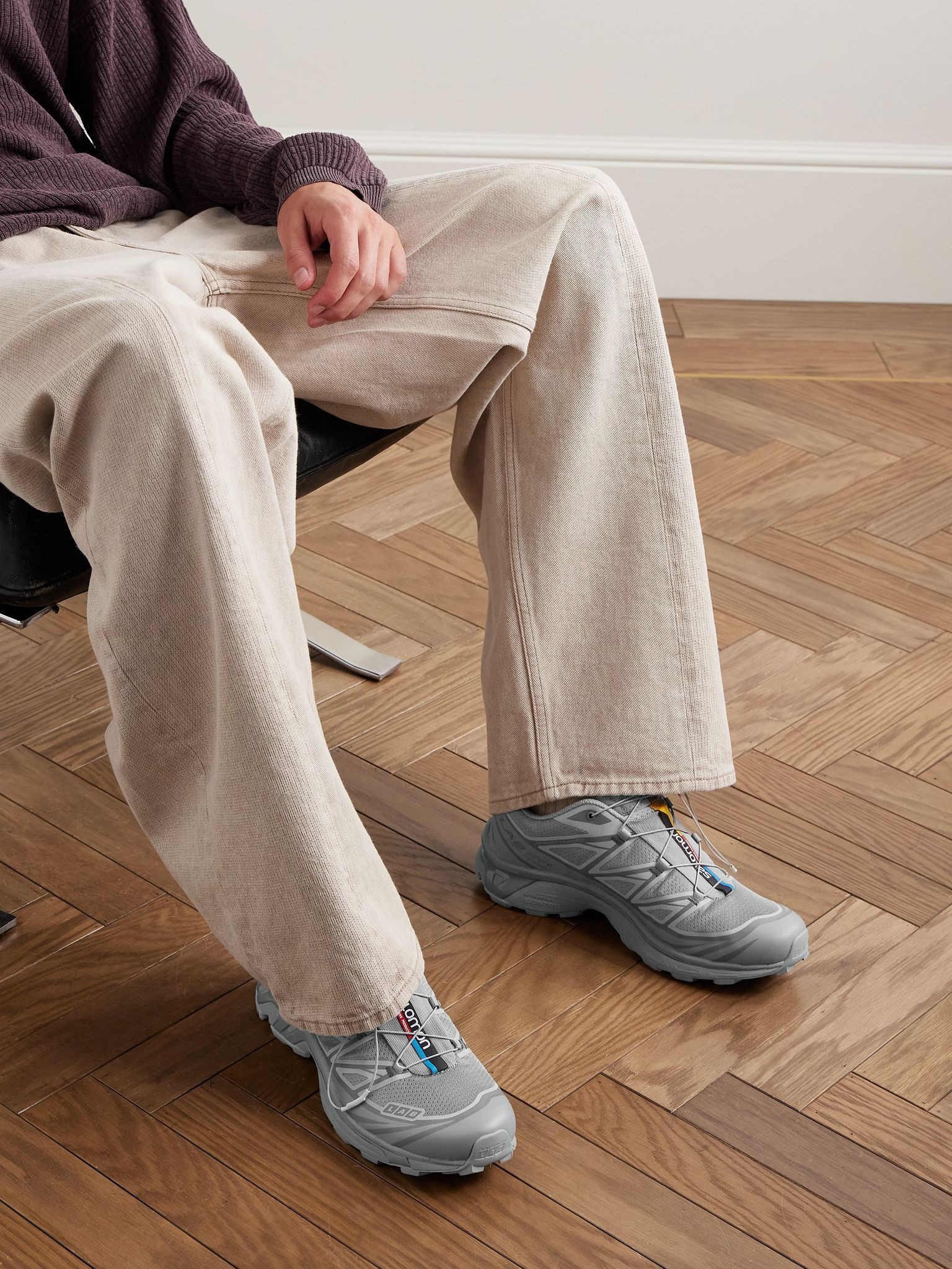 XT-6 Rubber-Trimmed Mesh Sneakers Gray - 2