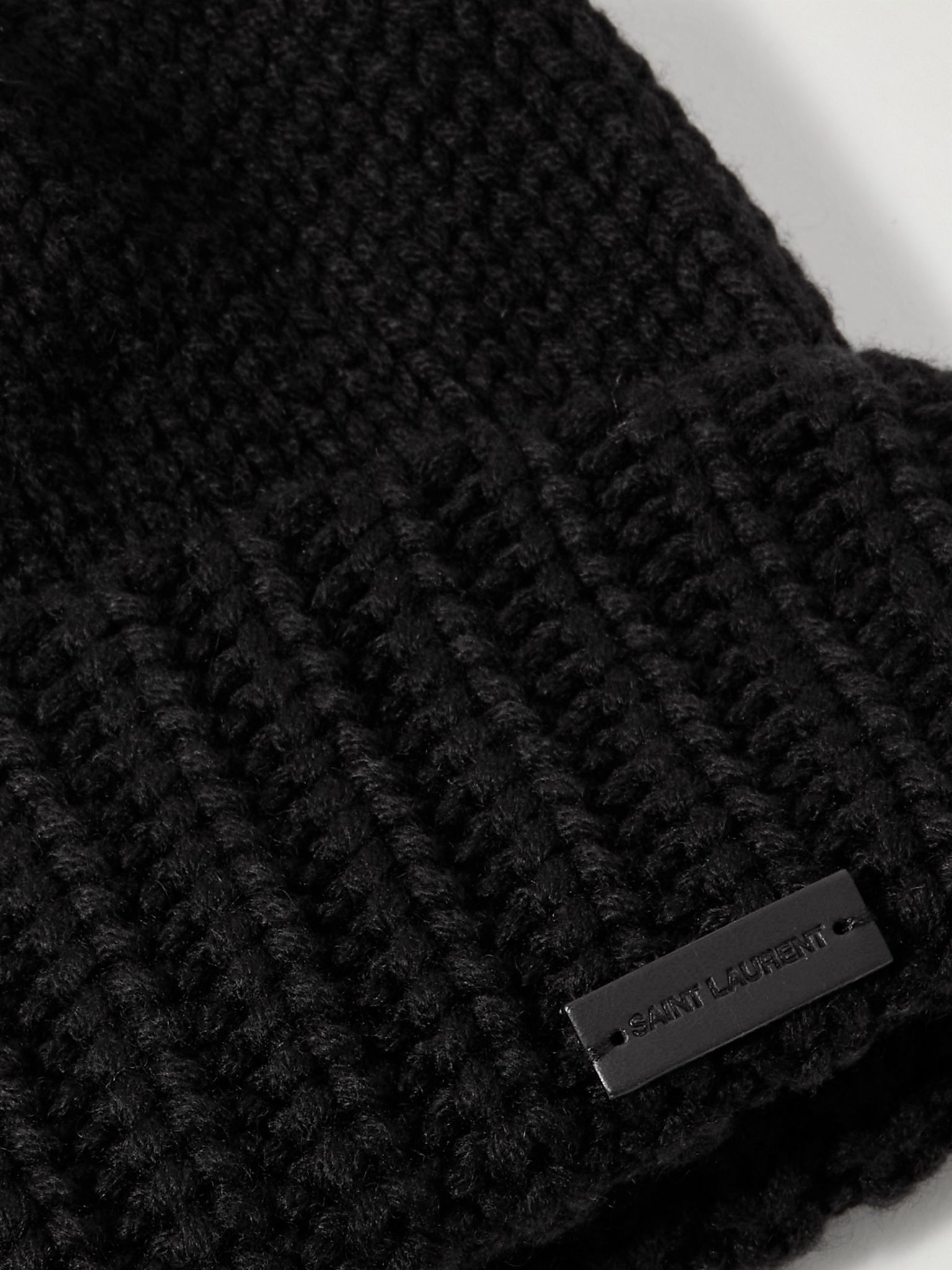 Logo-Appliquéd Ribbed Cashmere Beanie Black - 3